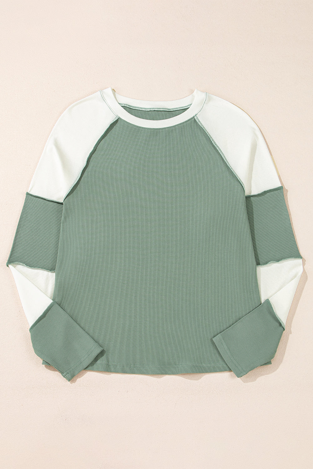 PRE-ORDER: Ribbed Colorblock Patchwork Raglan Long Sleeve Top