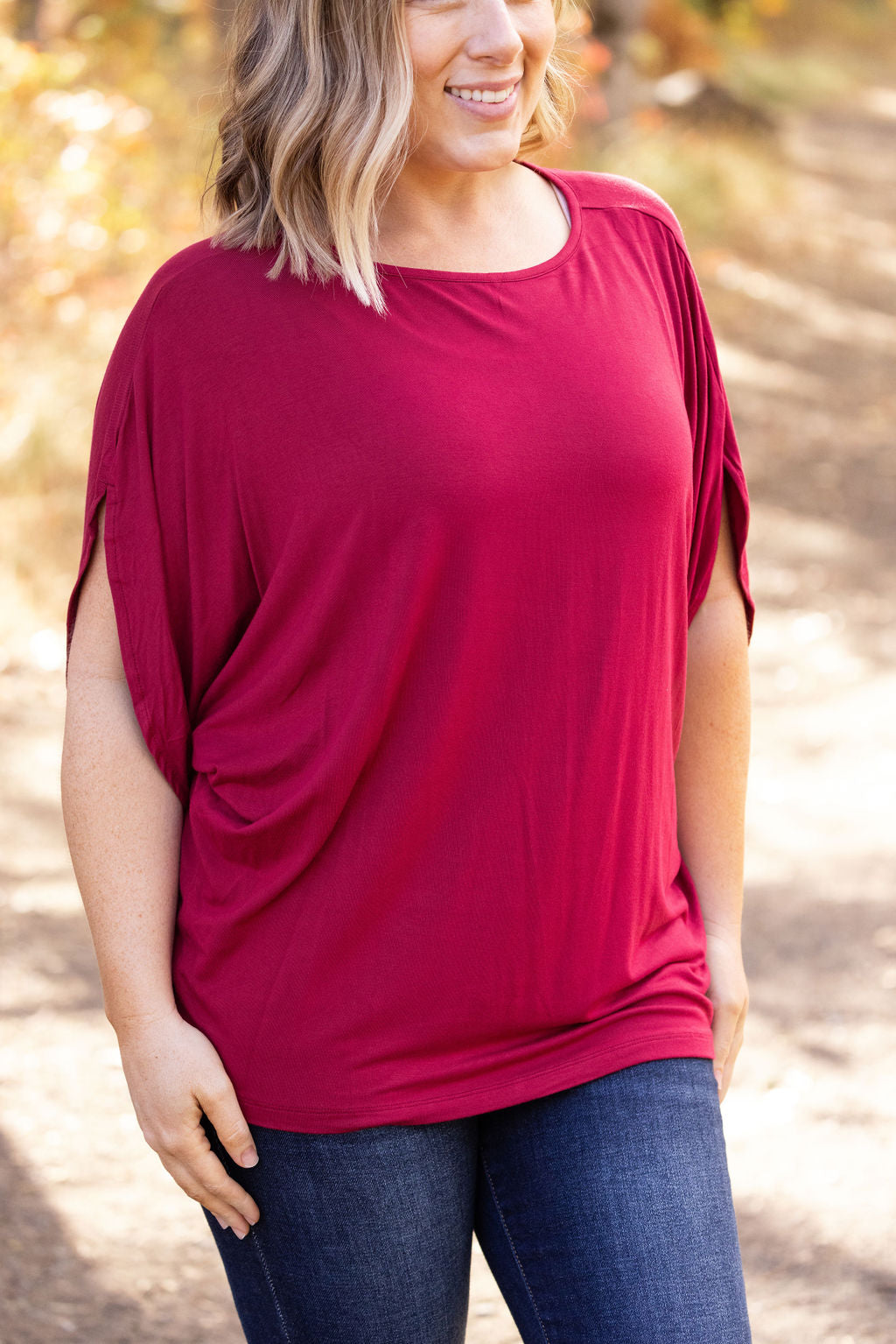 Darcy Dolman Top - Burgundy