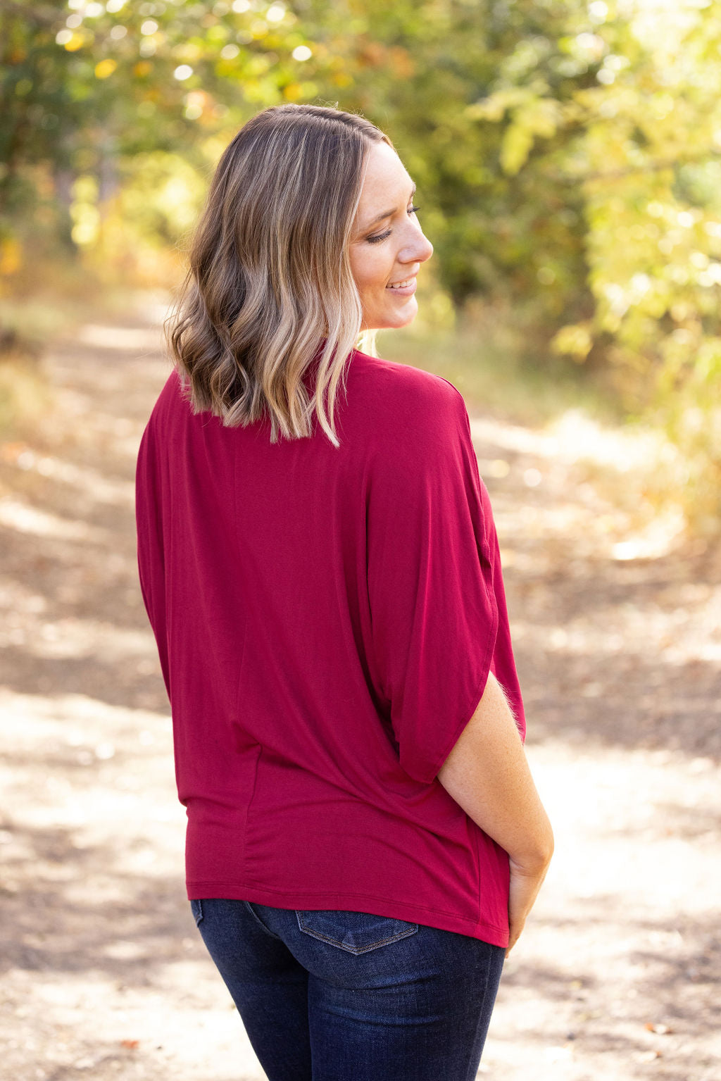 Darcy Dolman Top - Burgundy