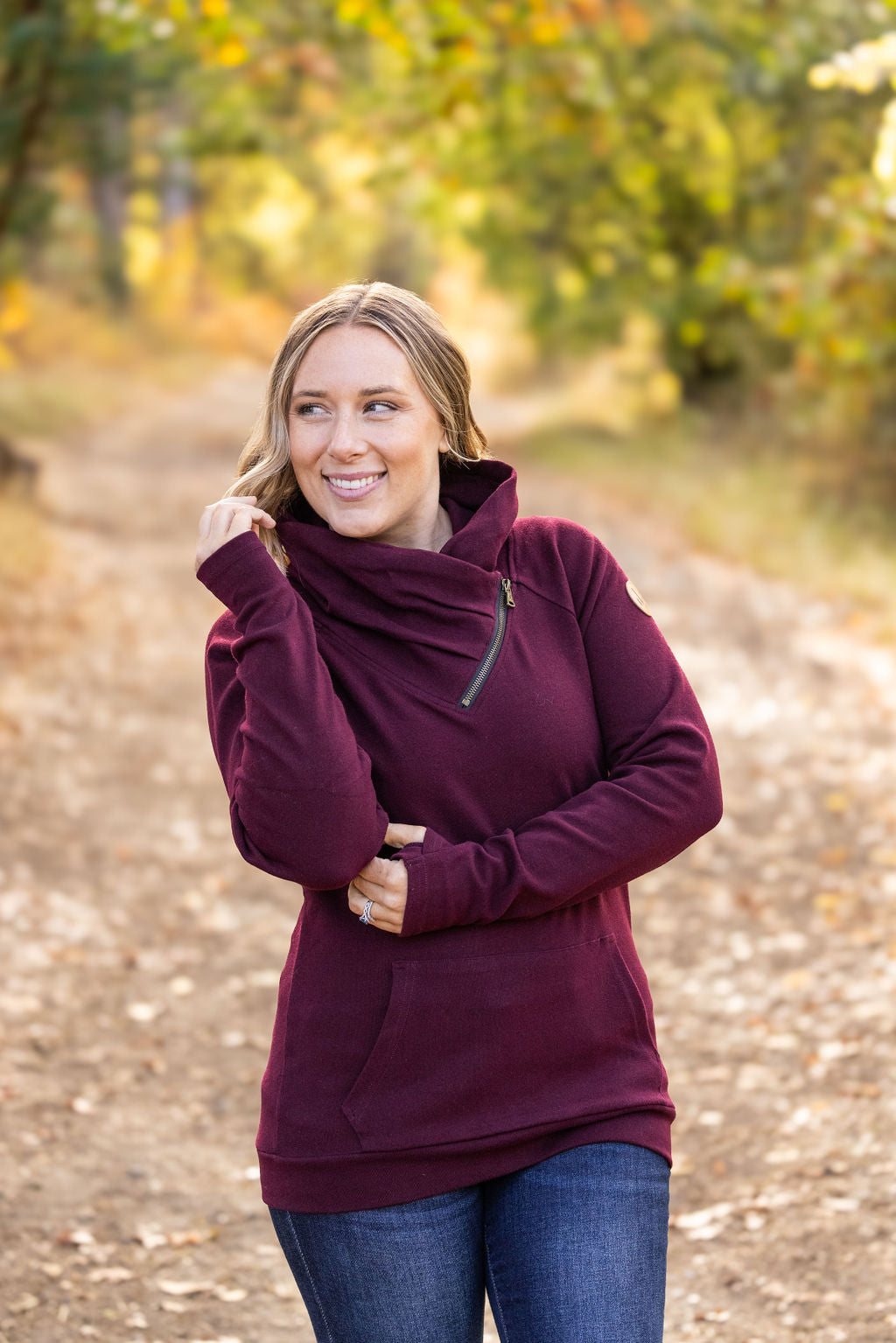 Classic Zoey ZipCowl Sweatshirt - Burgundy