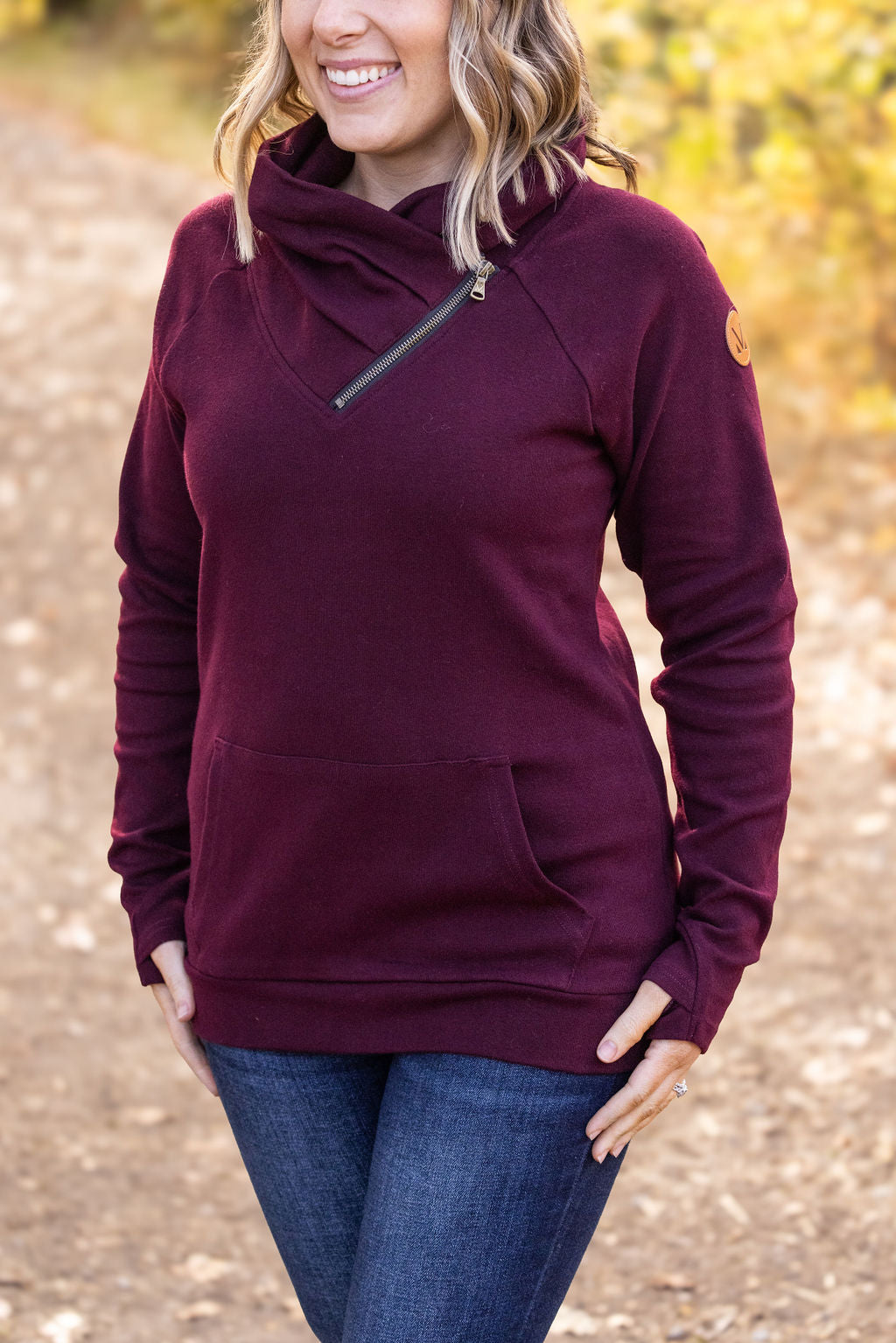 Classic Zoey ZipCowl Sweatshirt - Burgundy