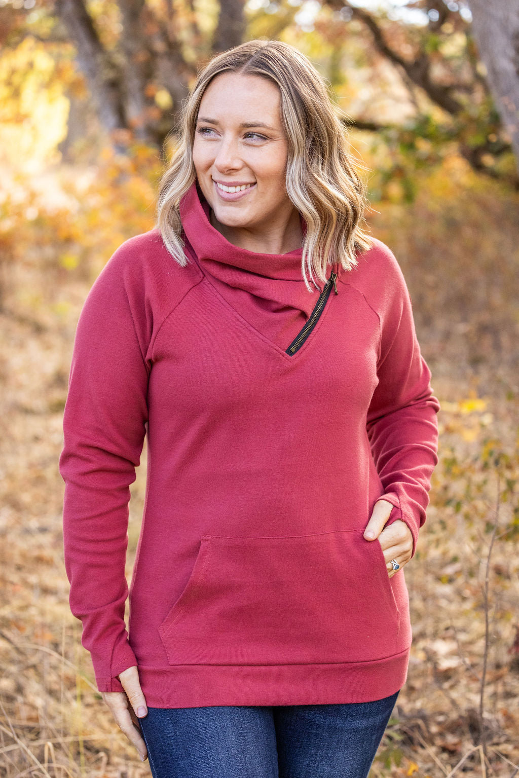 Classic Zoey ZipCowl Sweatshirt - Brick