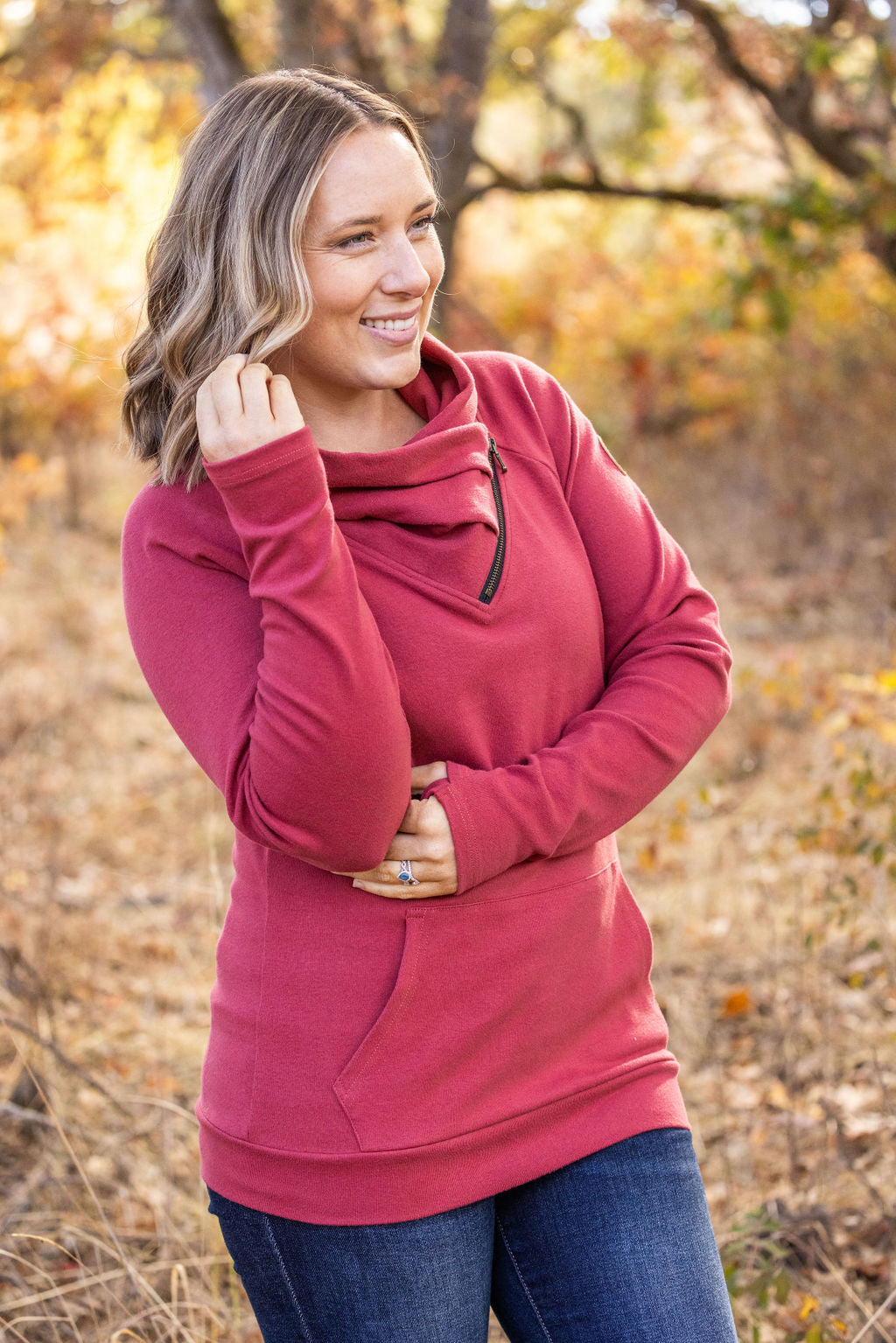 Classic Zoey ZipCowl Sweatshirt - Brick