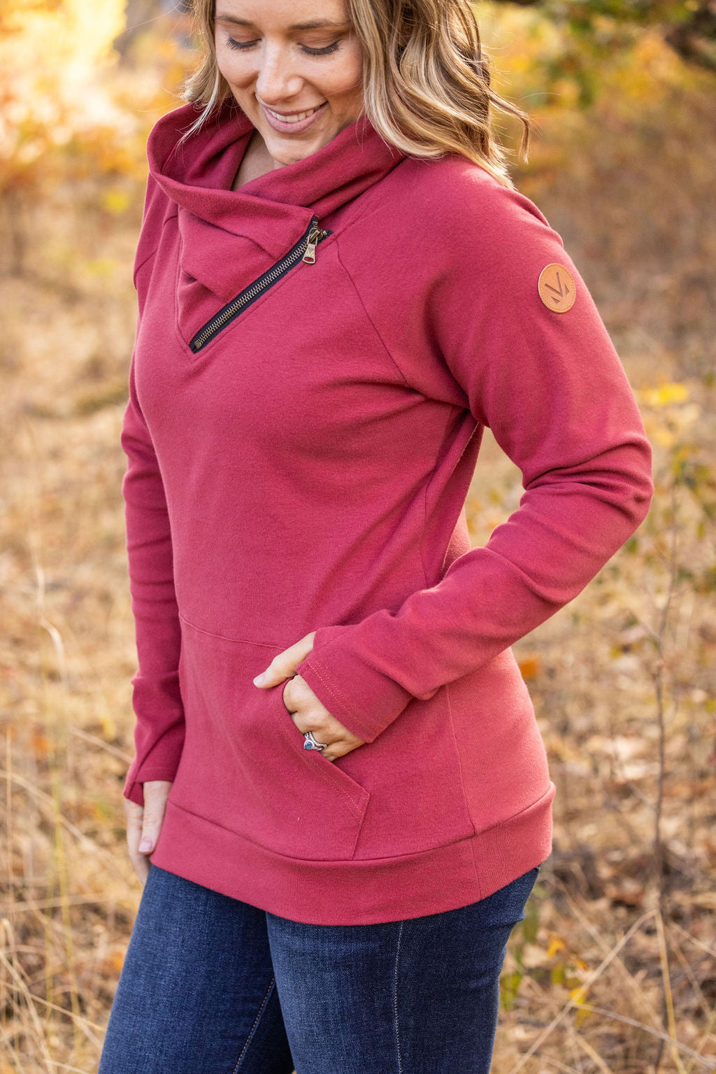 Classic Zoey ZipCowl Sweatshirt - Brick