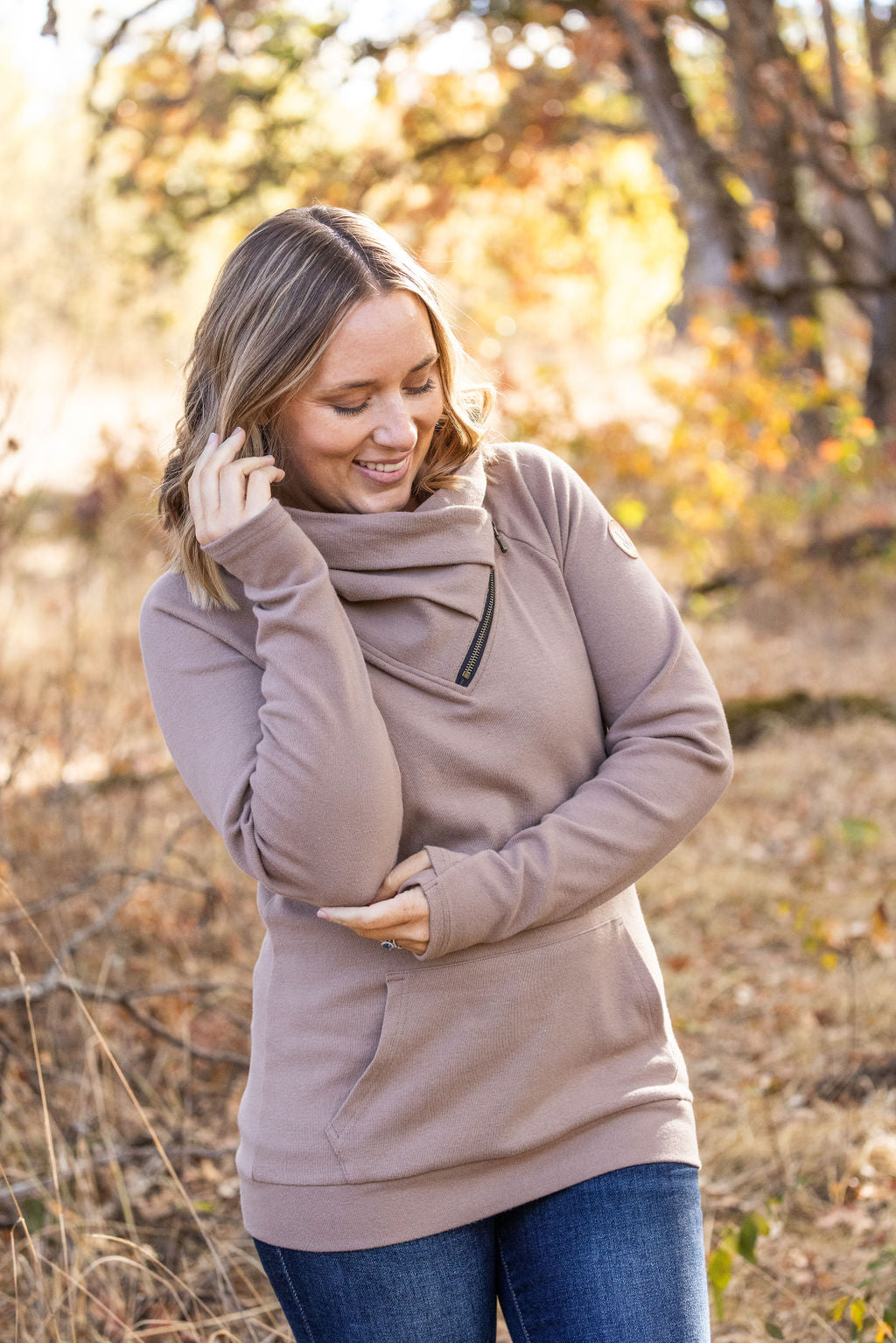 Classic Zoey ZipCowl Sweatshirt - Mocha