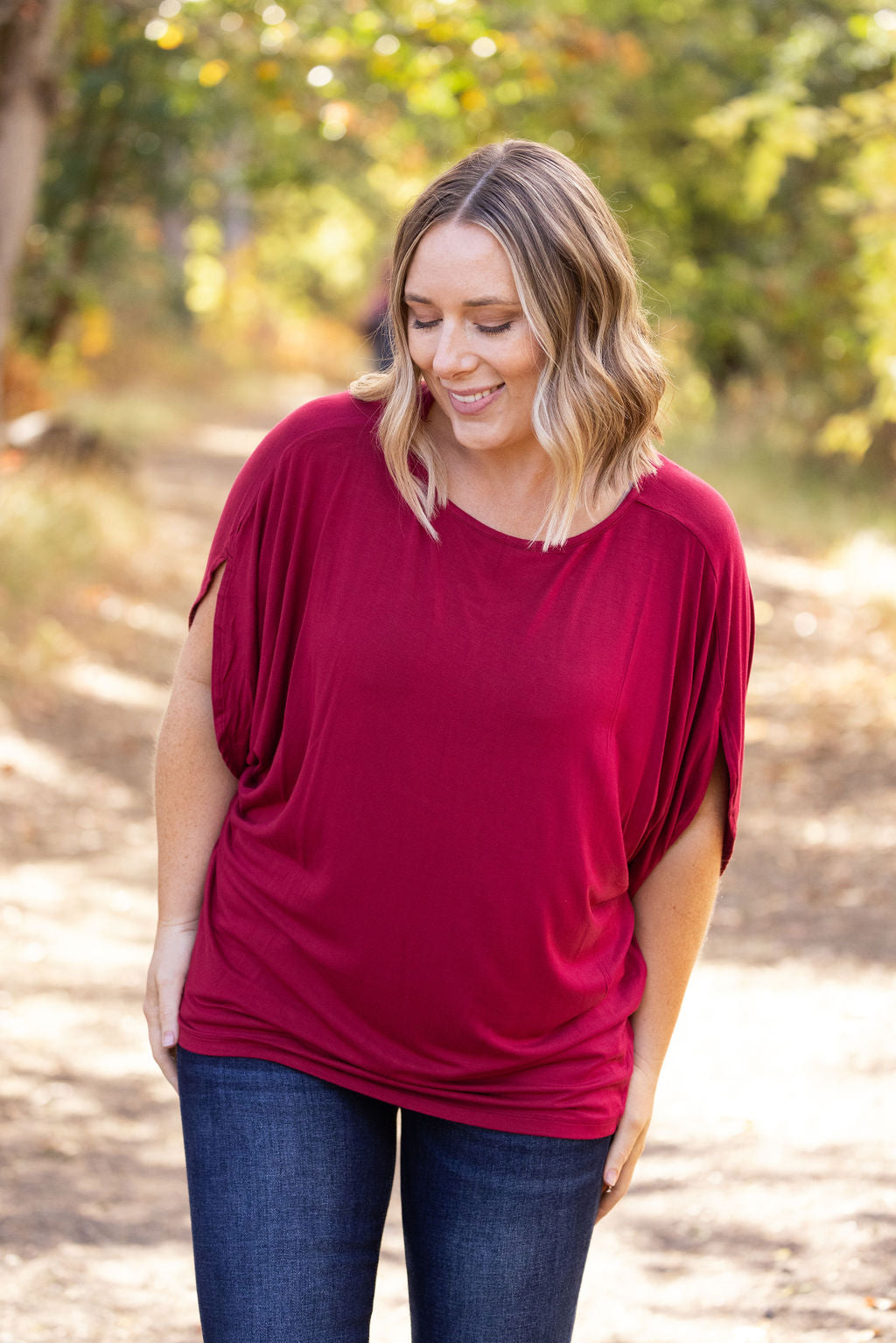 Darcy Dolman Top - Burgundy