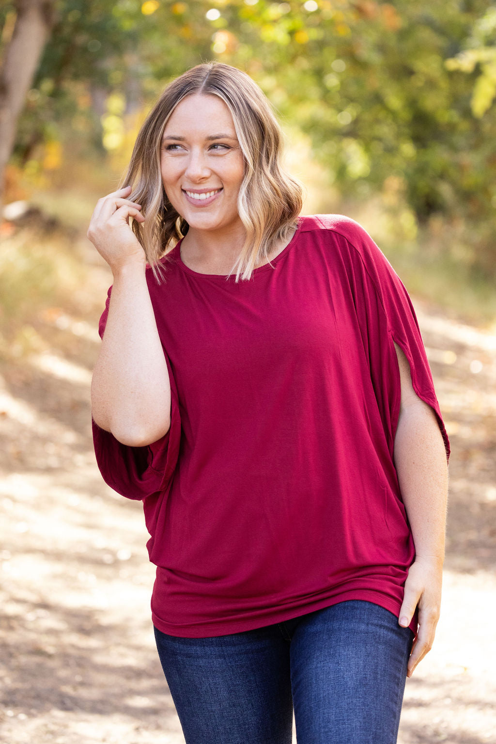 Darcy Dolman Top - Burgundy