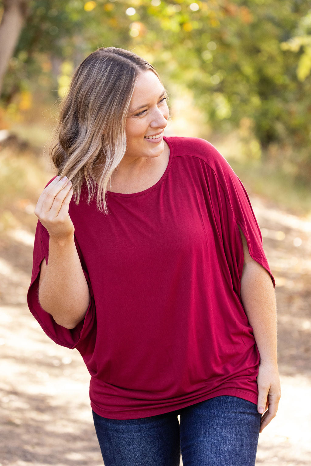 Darcy Dolman Top - Burgundy