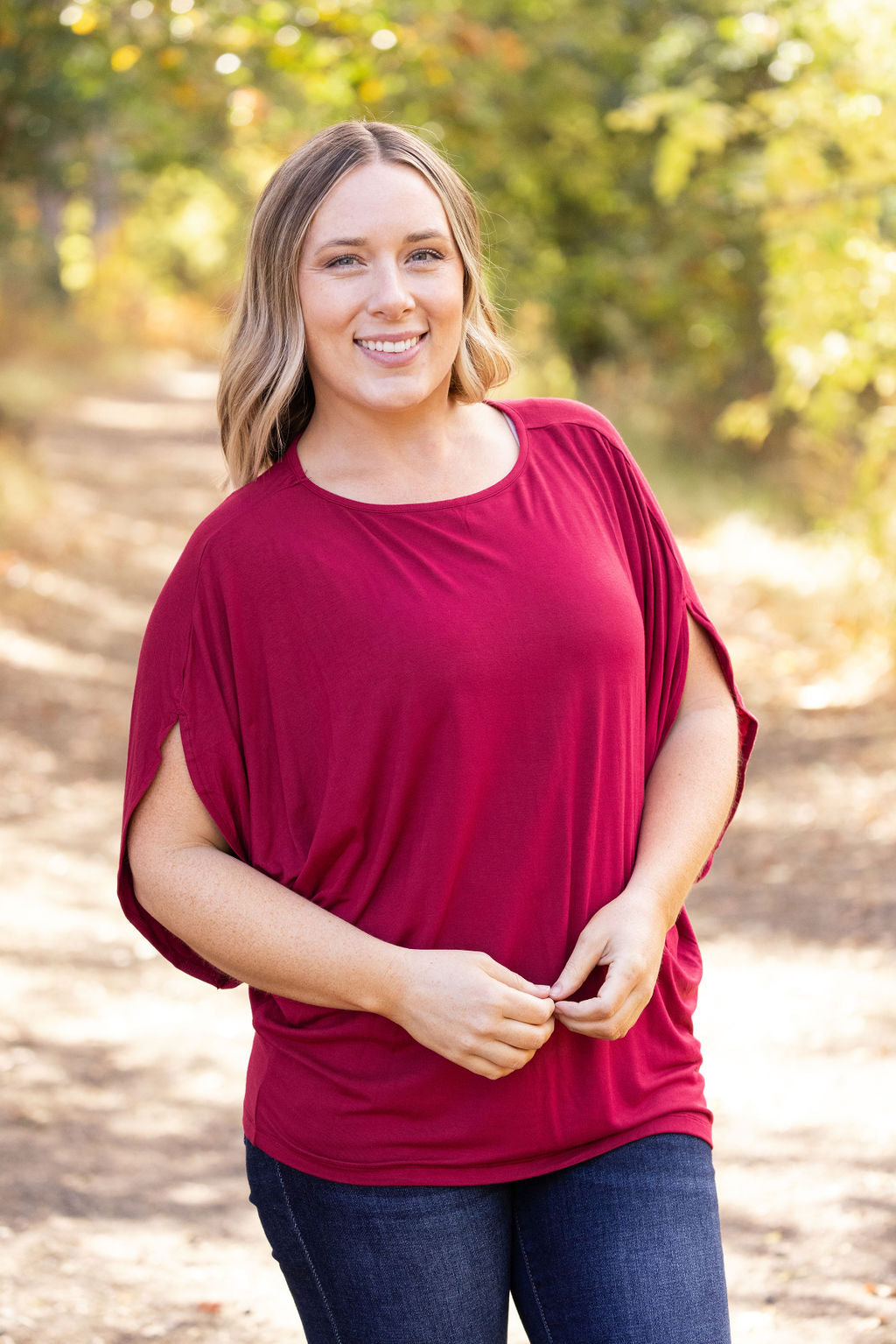 Darcy Dolman Top - Burgundy