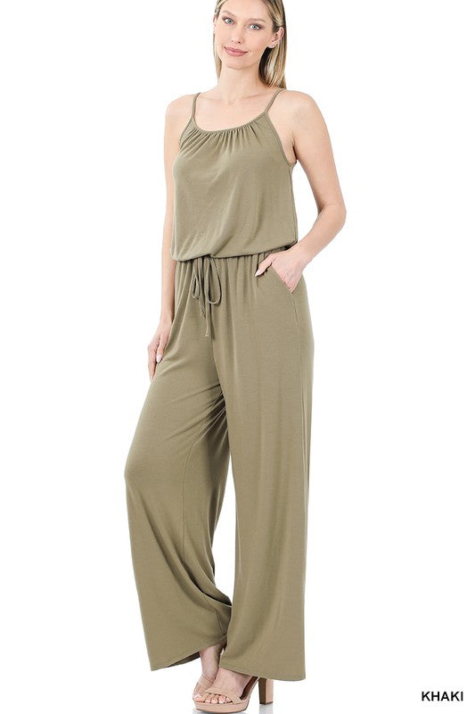 Spaghetti Strap Jumpsuit with Pockets