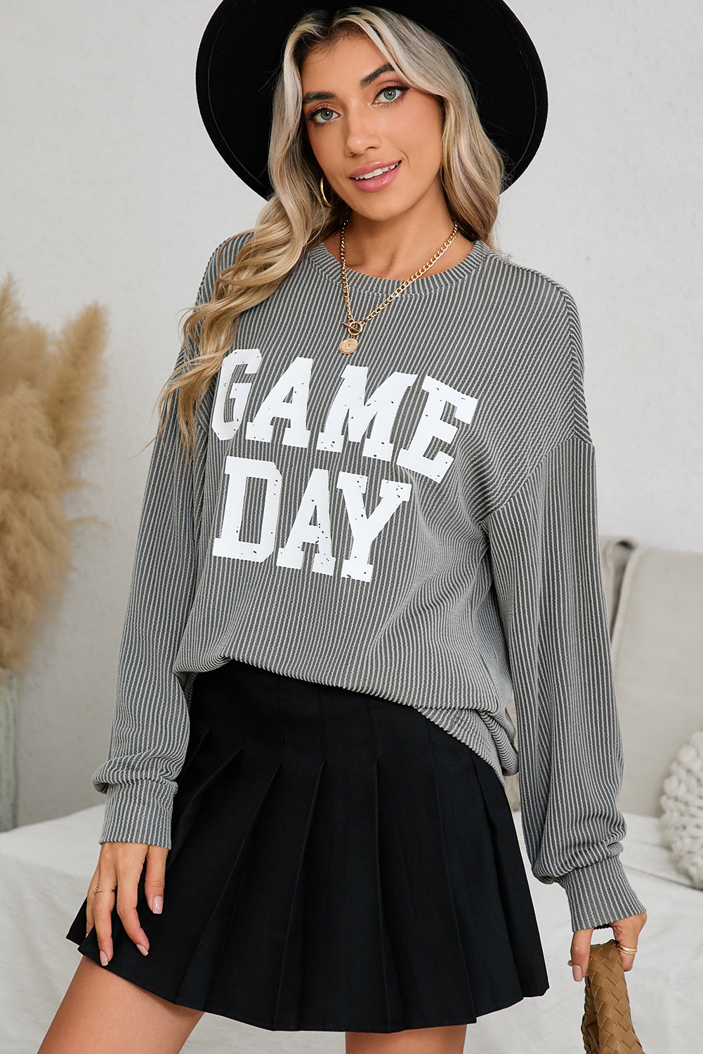 Corded GAME DAY Graphic Long Sleeve Top