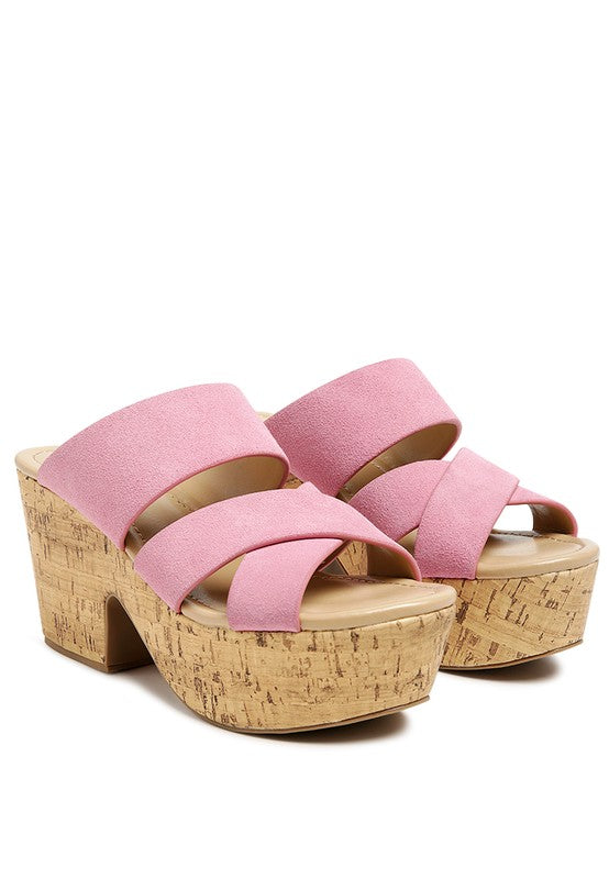 BLOCK HEELED SUEDE SLIP-ON SANDAL