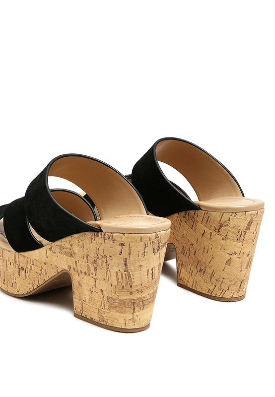 BLOCK HEELED SUEDE SLIP-ON SANDAL