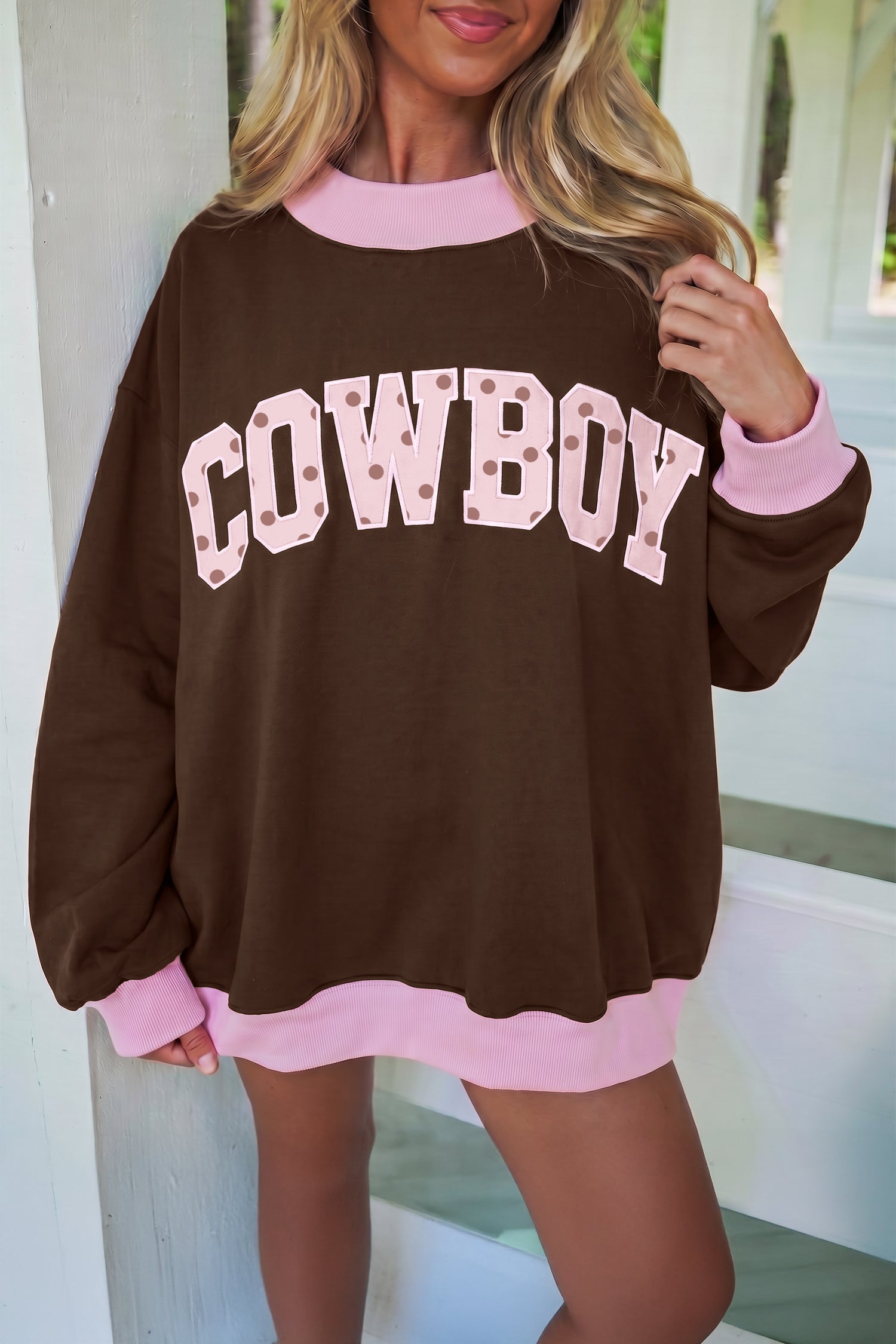 PRE-ORDER: Polka Dot Letter Colorblock Tunic Sweatshirt
