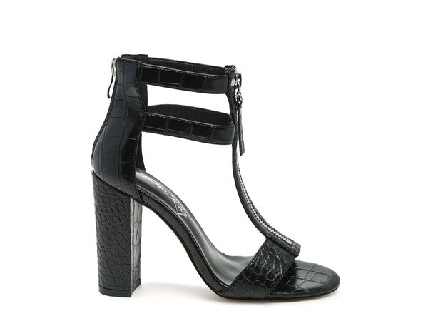 Zip Up Croc Textured Sandals