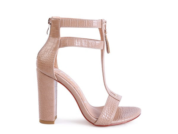 Zip Up Croc Textured Sandals