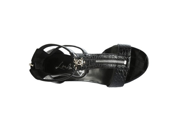 Zip Up Croc Textured Sandals