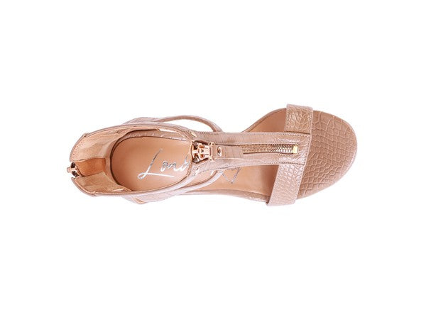 Zip Up Croc Textured Sandals