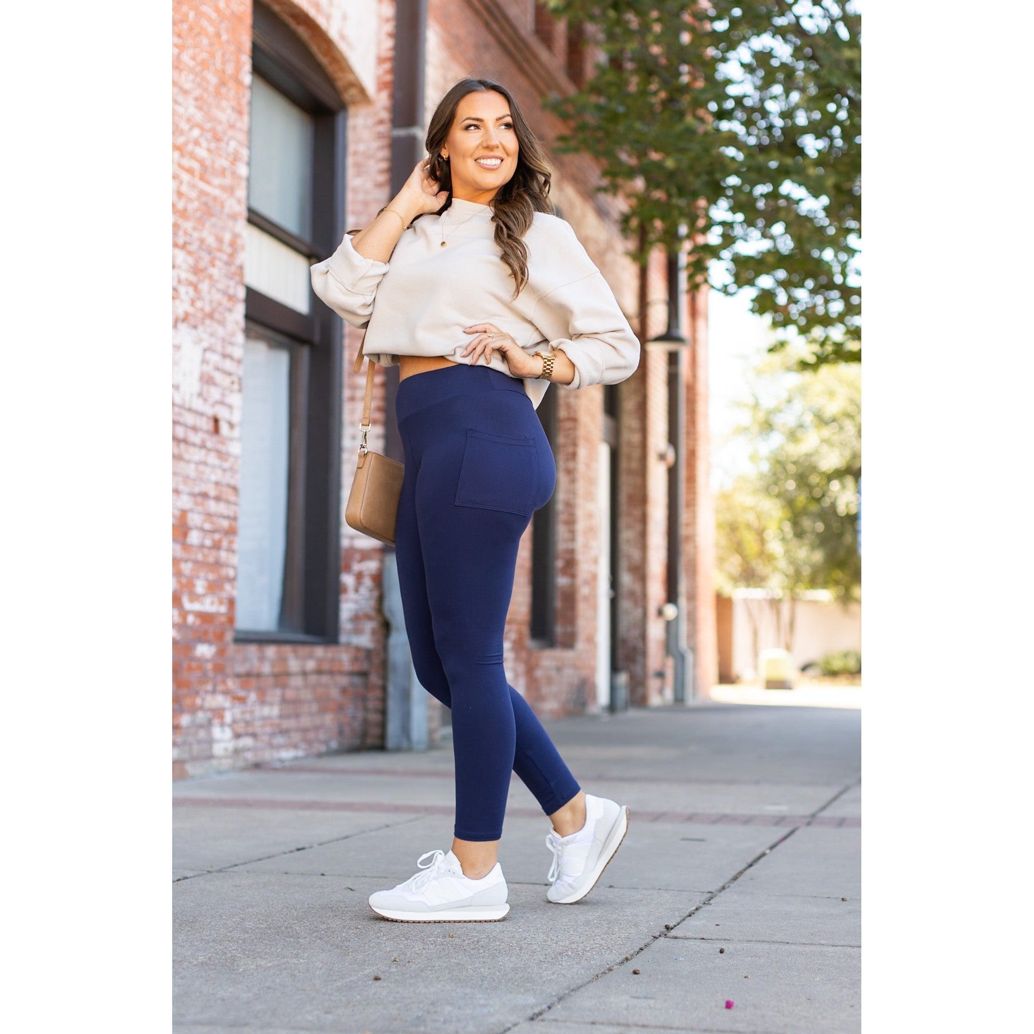 Navy Full-Length with Pocket Leggings - Luxe Leggings