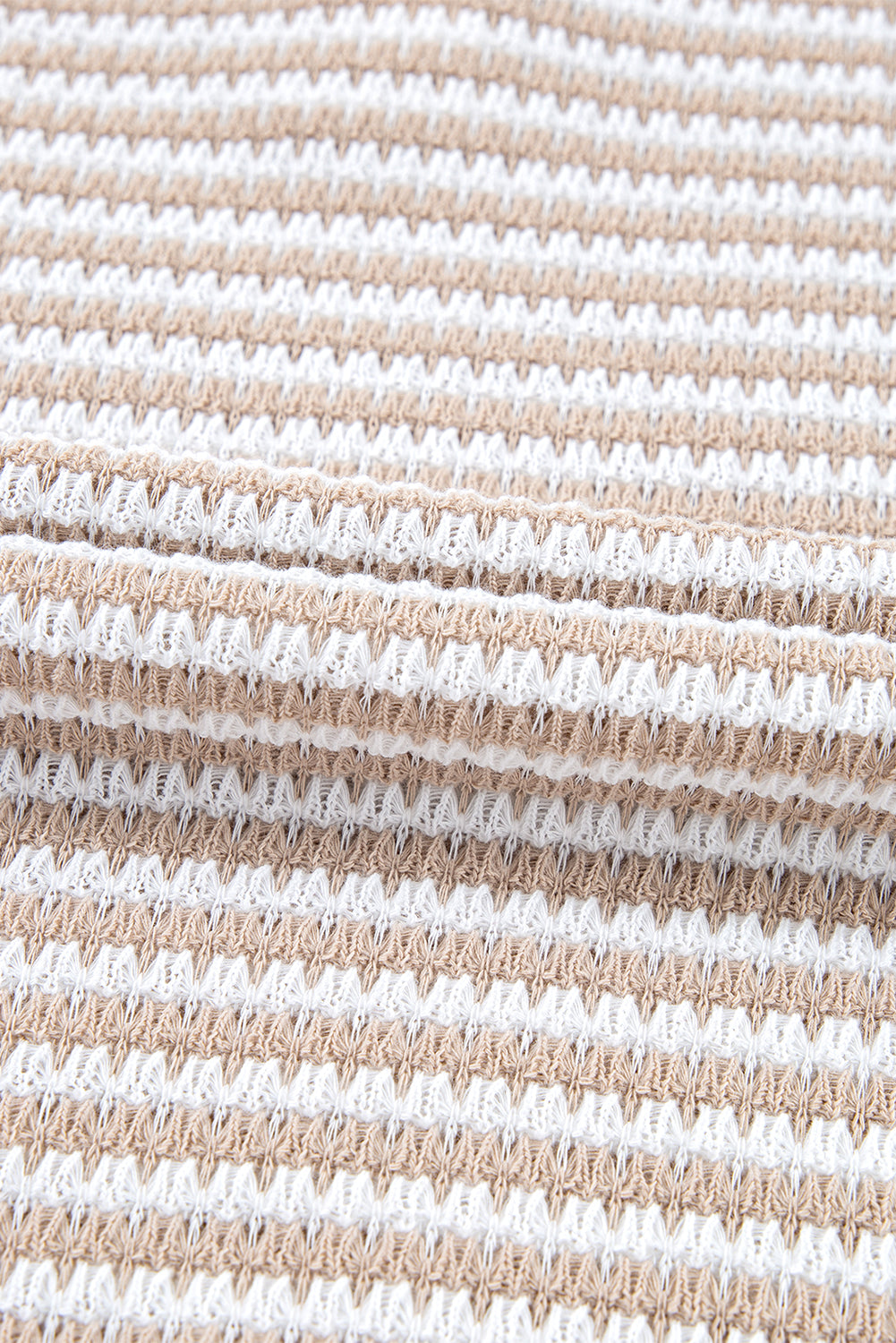 PRE-ORDER: Khaki Striped Button Front V Neck Knitted Top