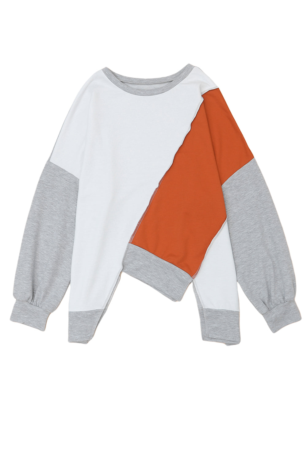 PRE-ORDER: Colorblock Stitching Irregular Hem Long Sleeve Top