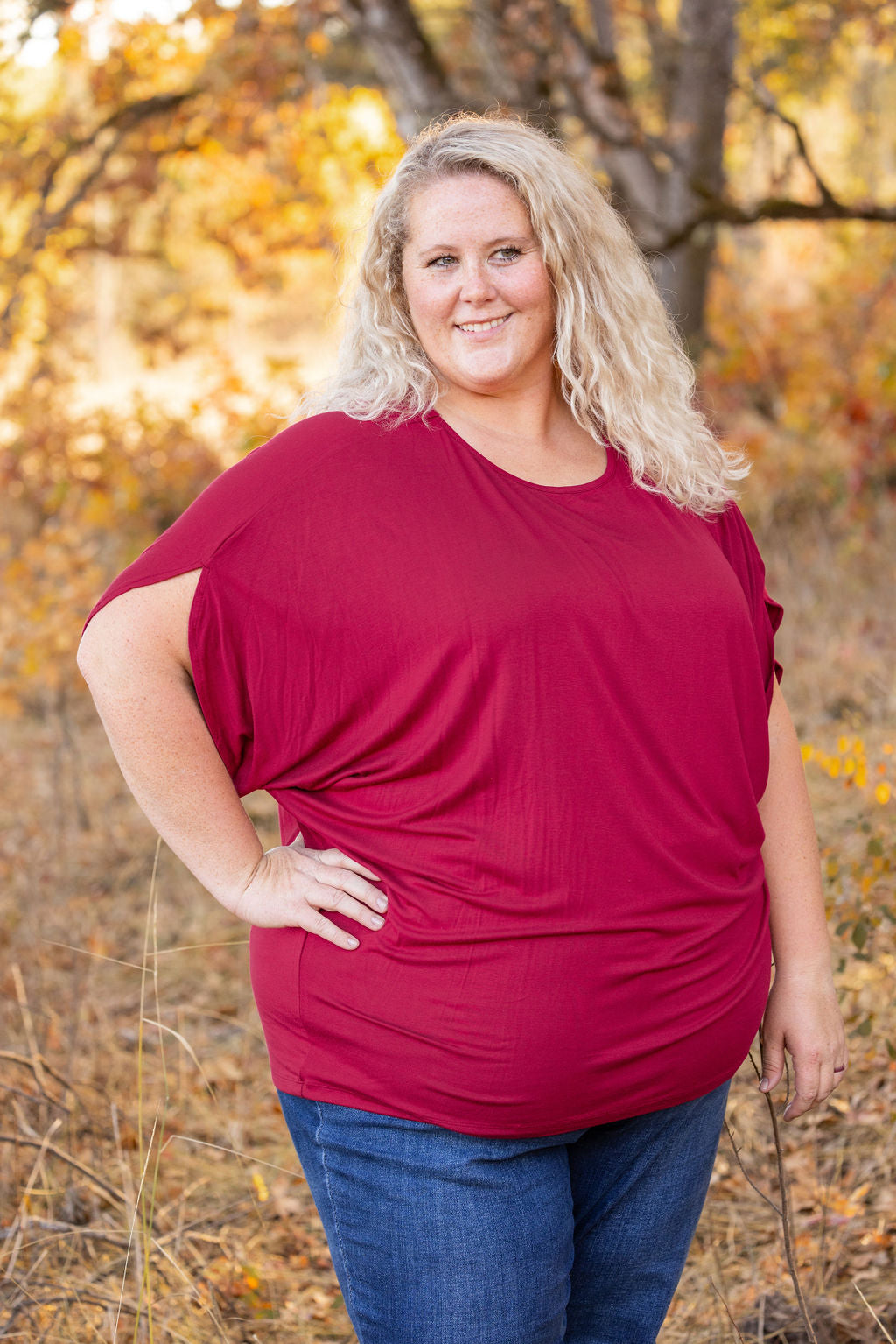 Darcy Dolman Top - Burgundy