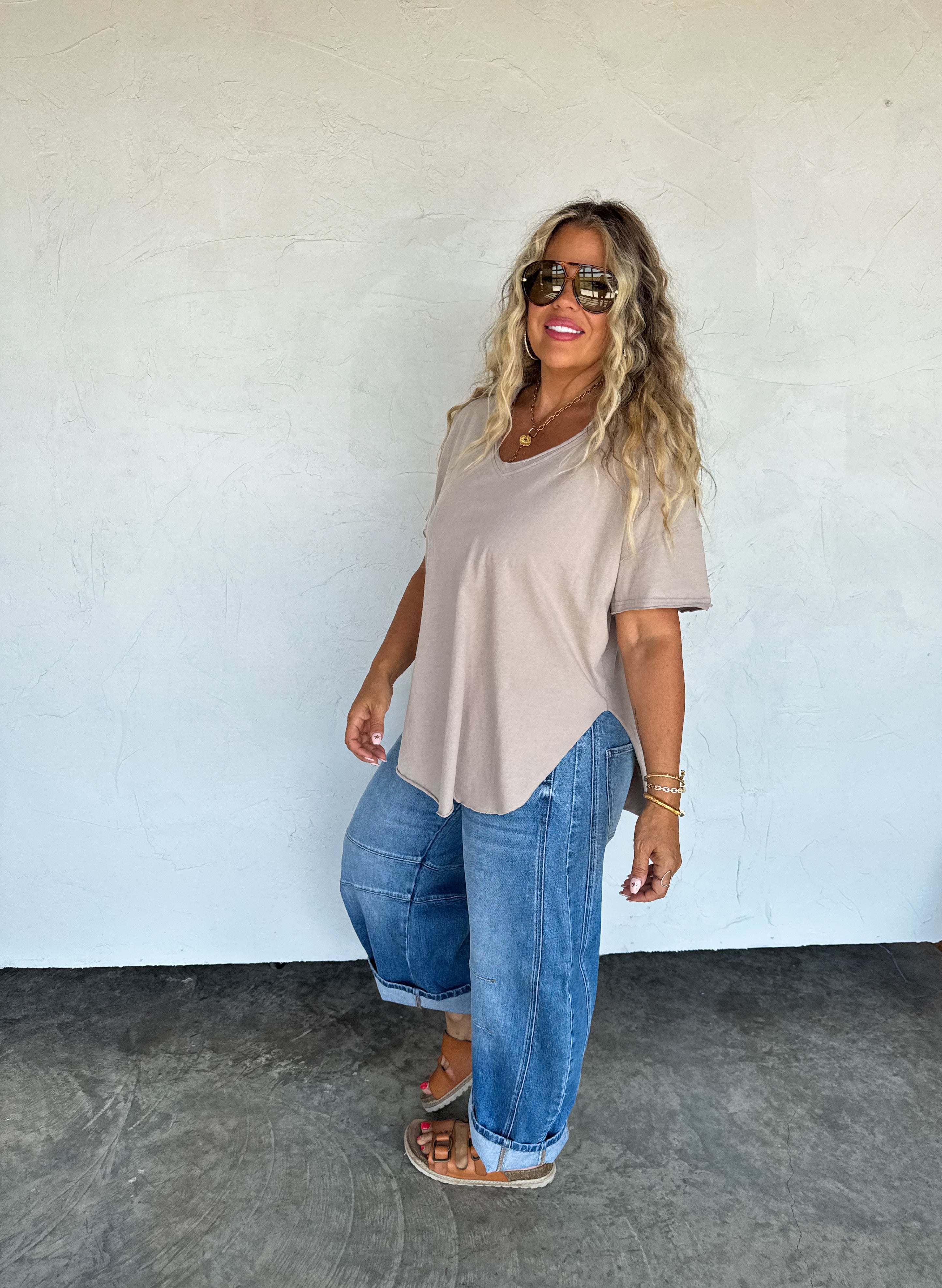 PRE-ORDER: JOEY VNECK WASHED COTTON BOYFRIEND TEE