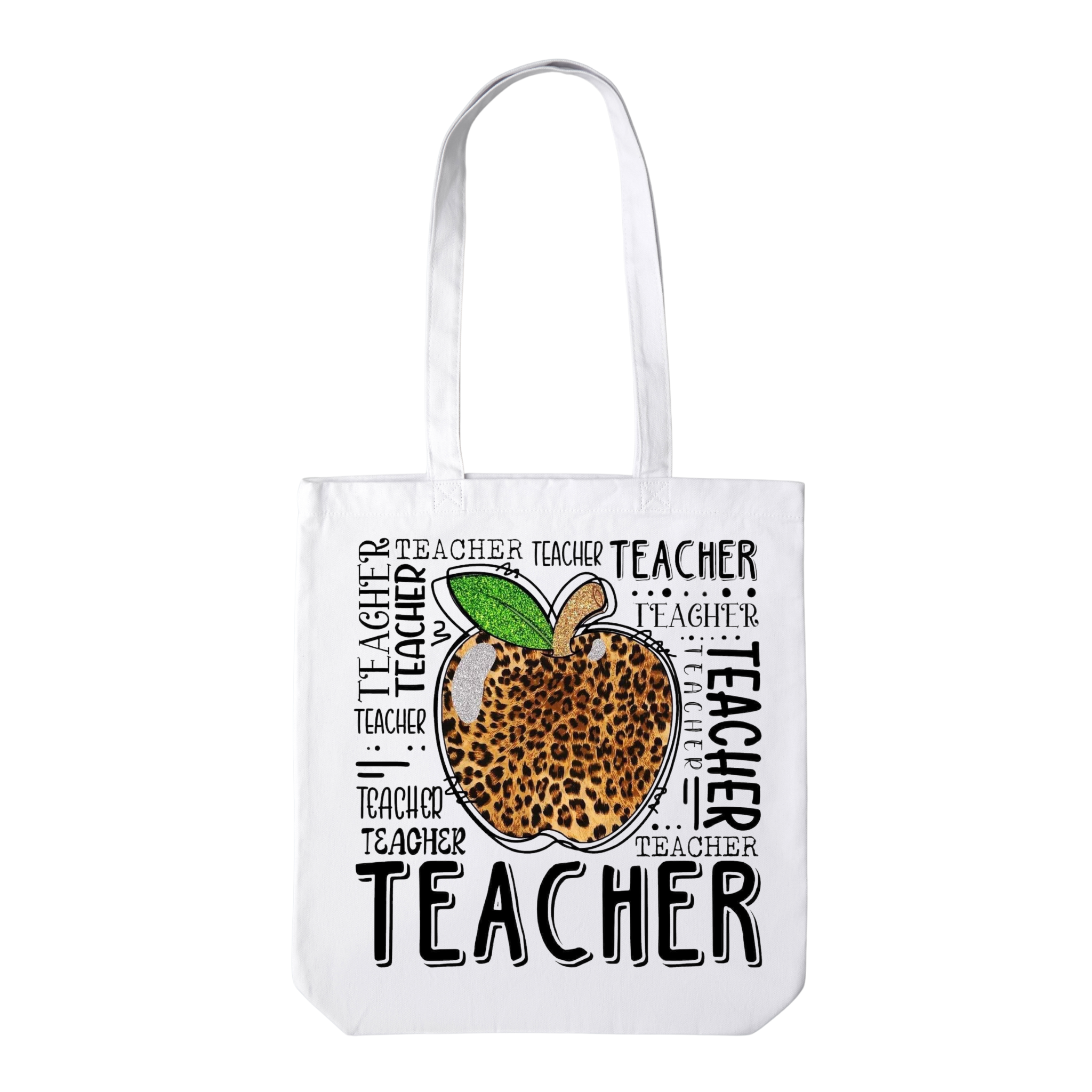Teacher Leopard Apple Tote Bag