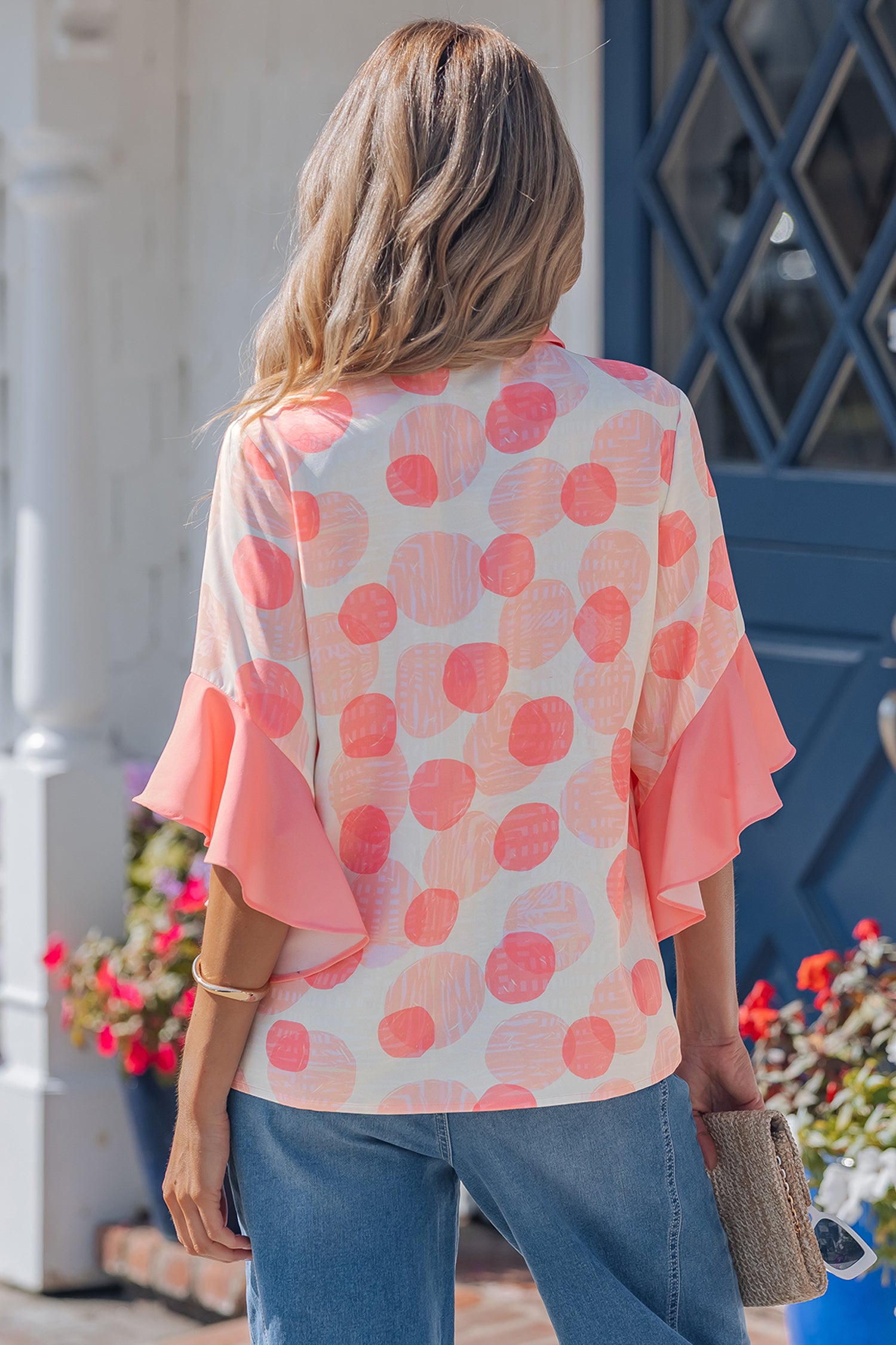 PRE-ORDER: Pink Double Polka Dot Ruffle Trim Babydoll Top