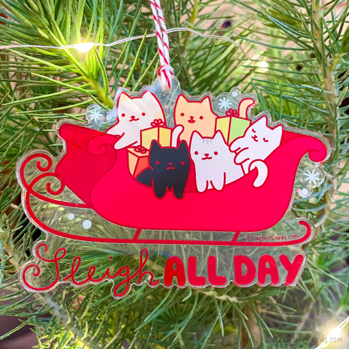 Cats Christmas Ornament "Sleigh All Day"