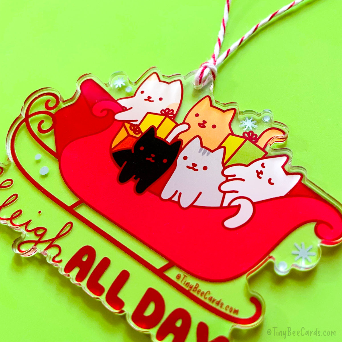 Cats Christmas Ornament "Sleigh All Day"