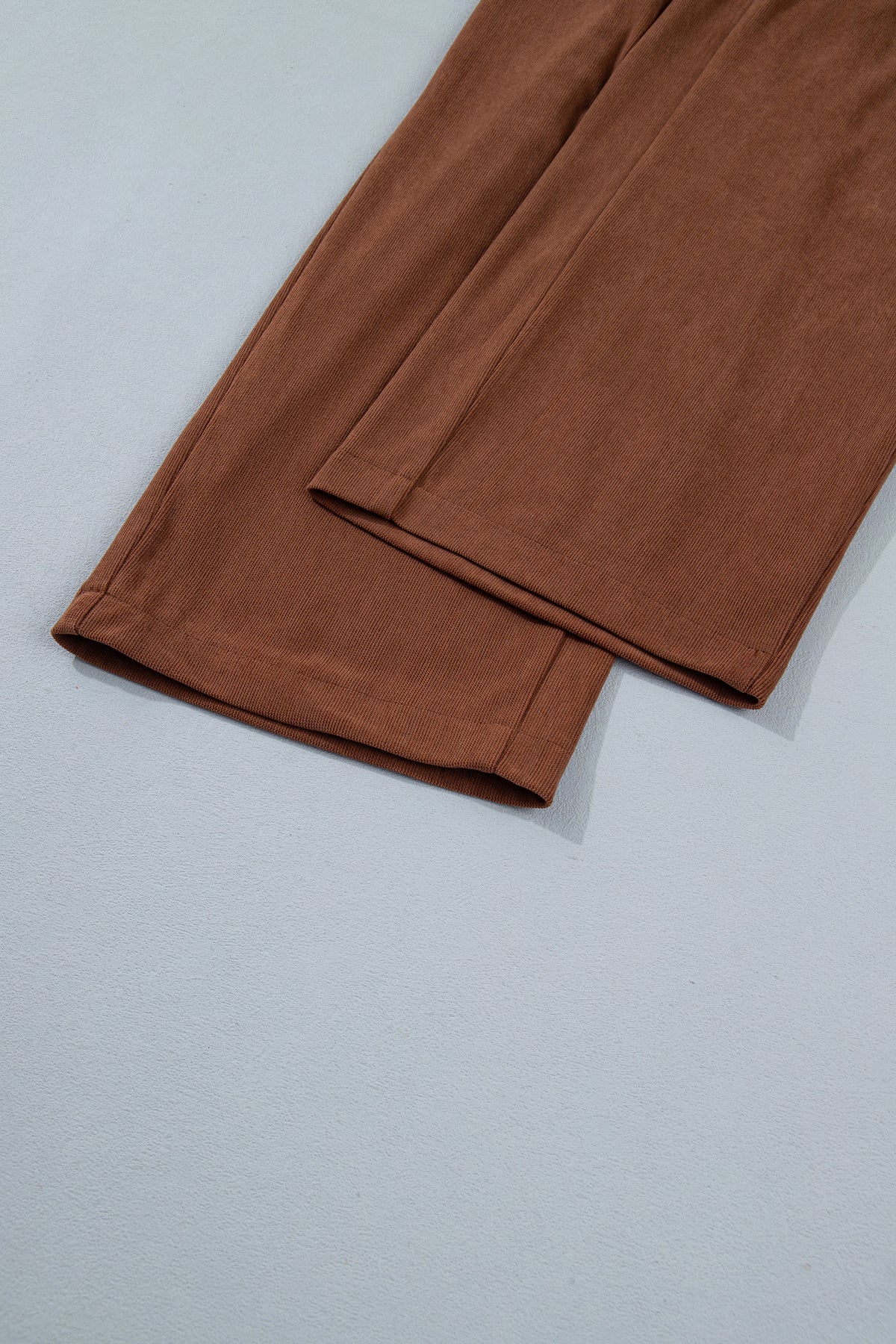 PRE-ORDER: Coffee Elastic Waist Straight Leg Ankle Length Corduroy Pants