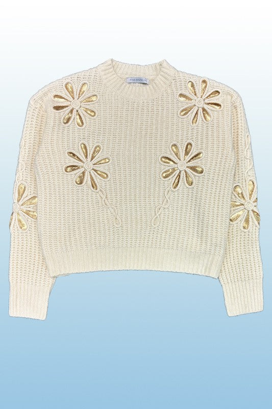 Flower knit sweater