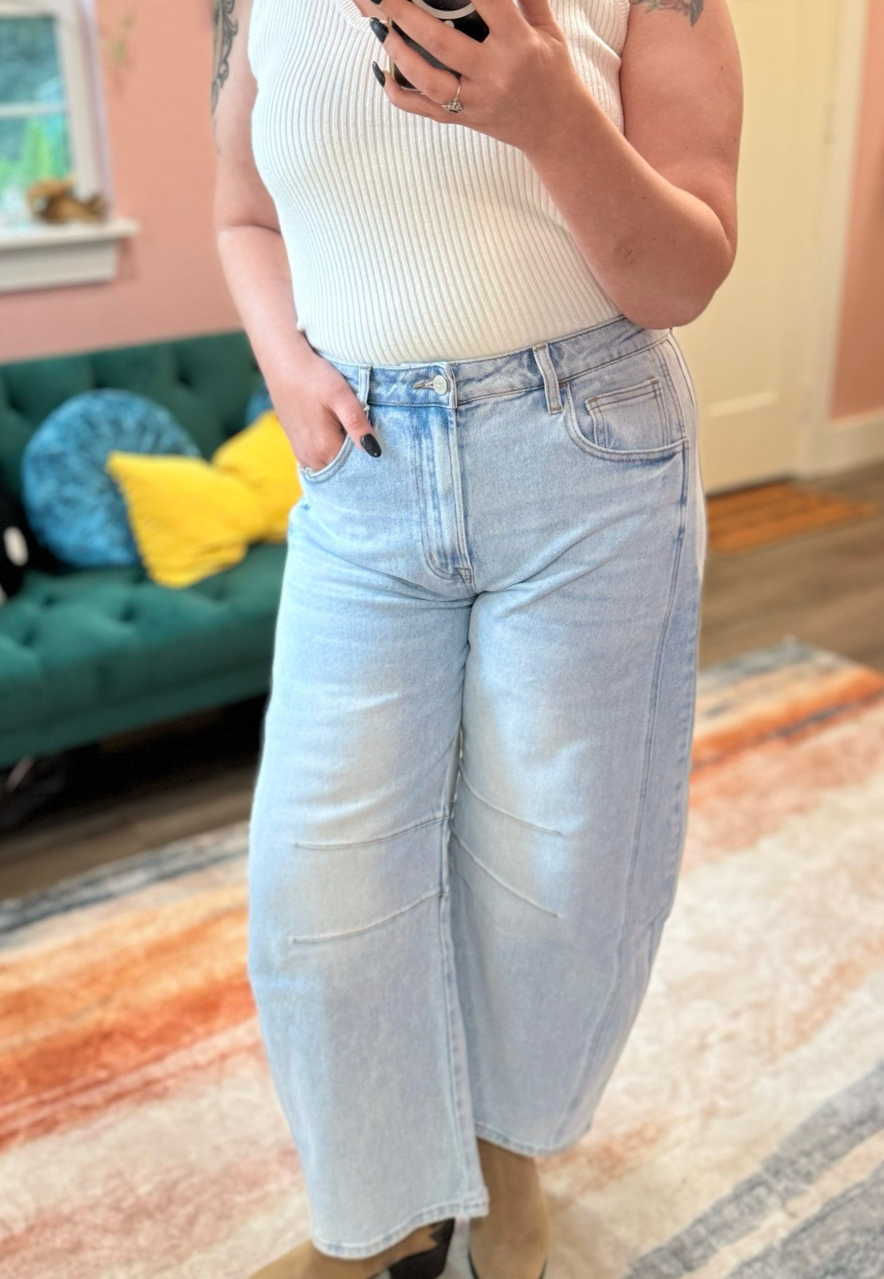 Winona Light Wash Barrel Jeans