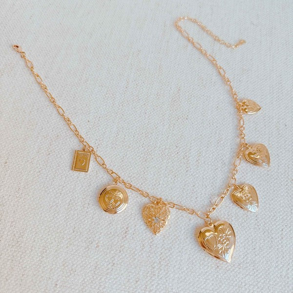 Heart Lockets Multi Charm Necklace