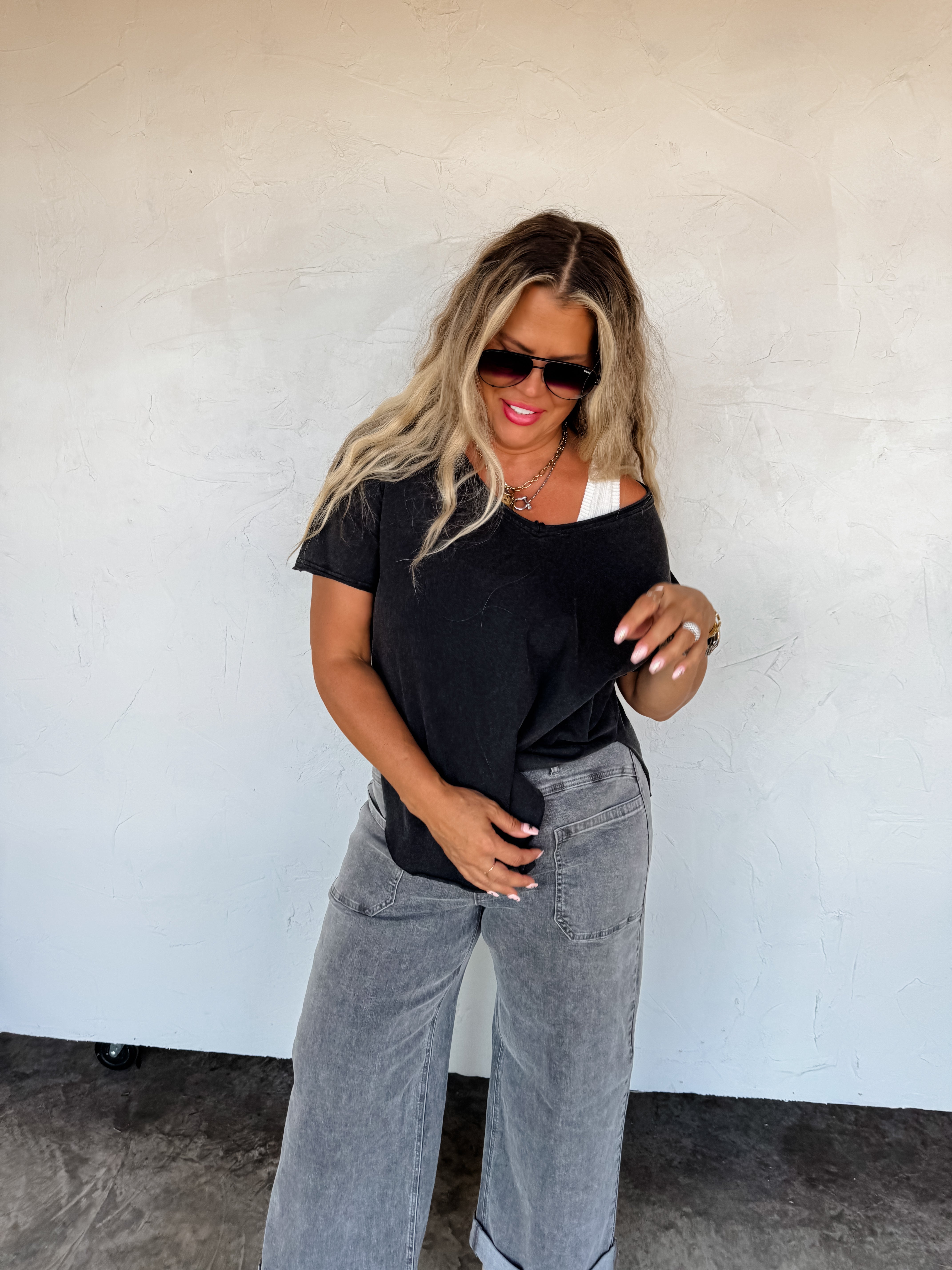 PRE-ORDER: JOEY VNECK WASHED COTTON BOYFRIEND TEE