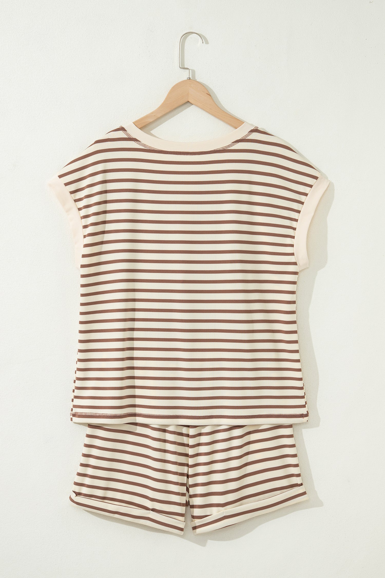 PRE-ORDER: Striped Half Buttons Top and Shorts Set