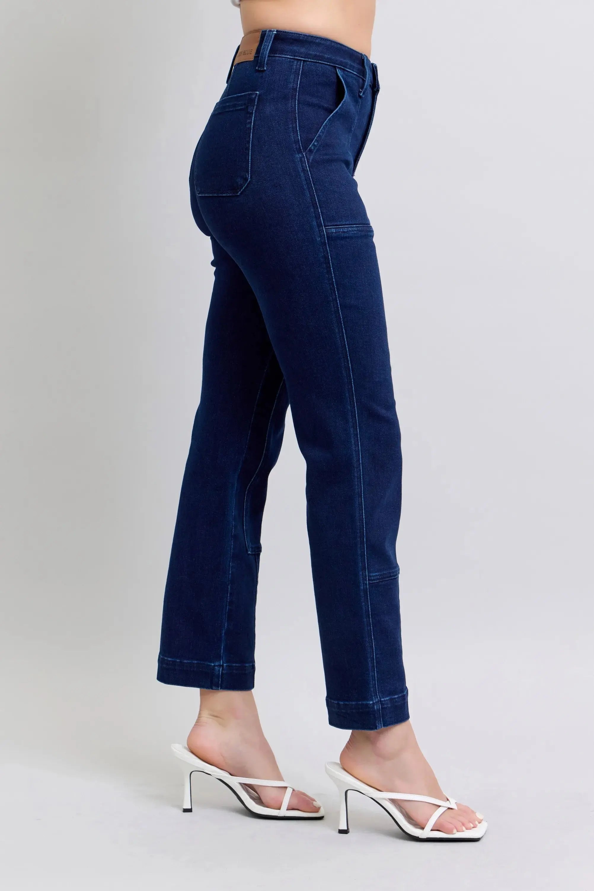 High Waist Workwear Patch Pocket Straight Leg