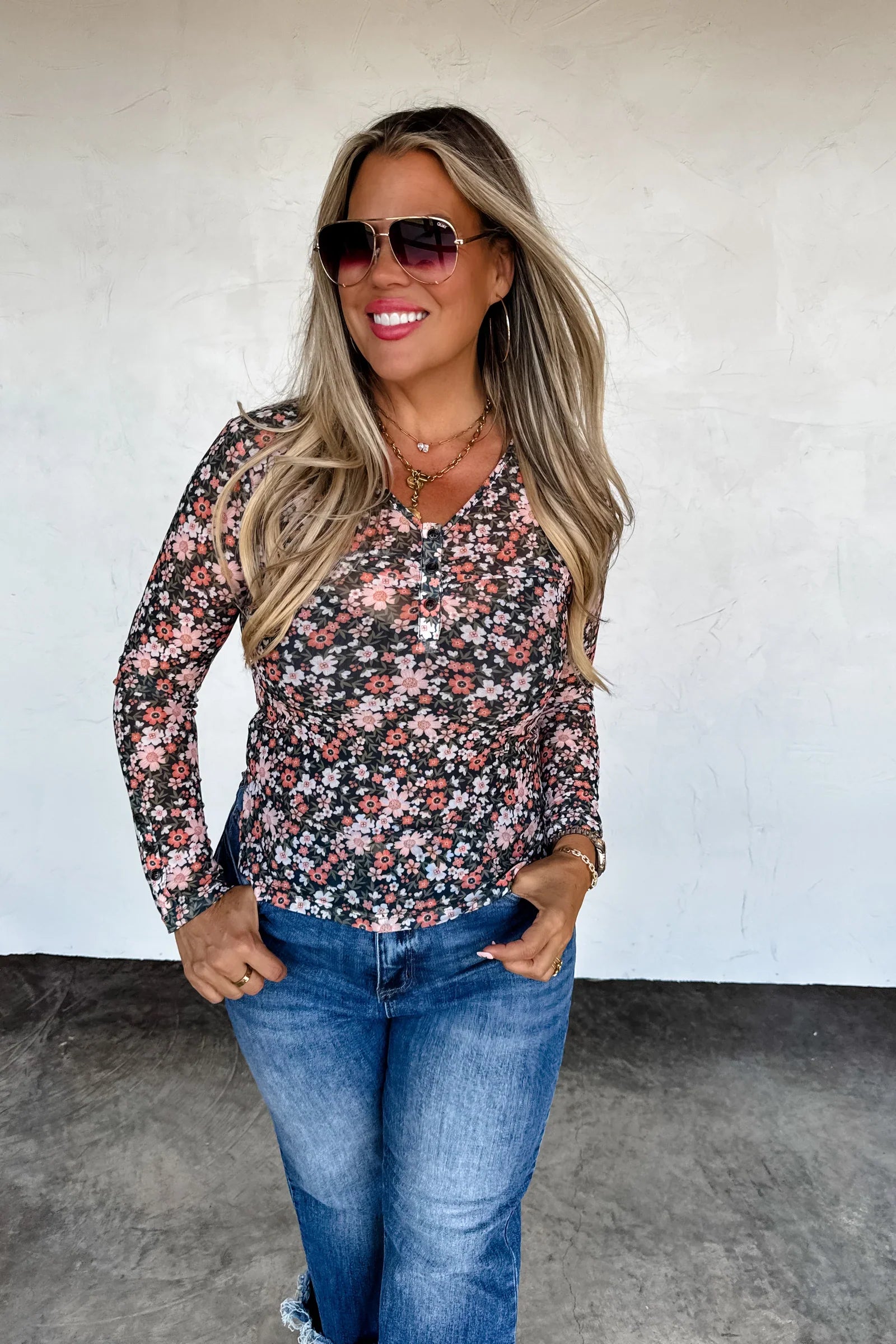 PRE-ORDER: Annie Vneck Mesh Top