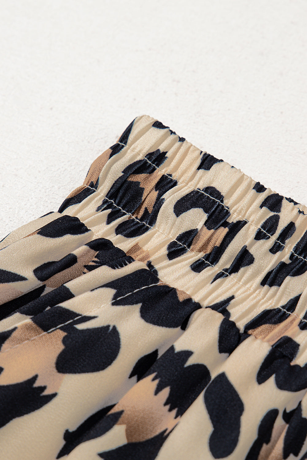 Leopard Drawstring Elastic Waistband Wide Leg Pants