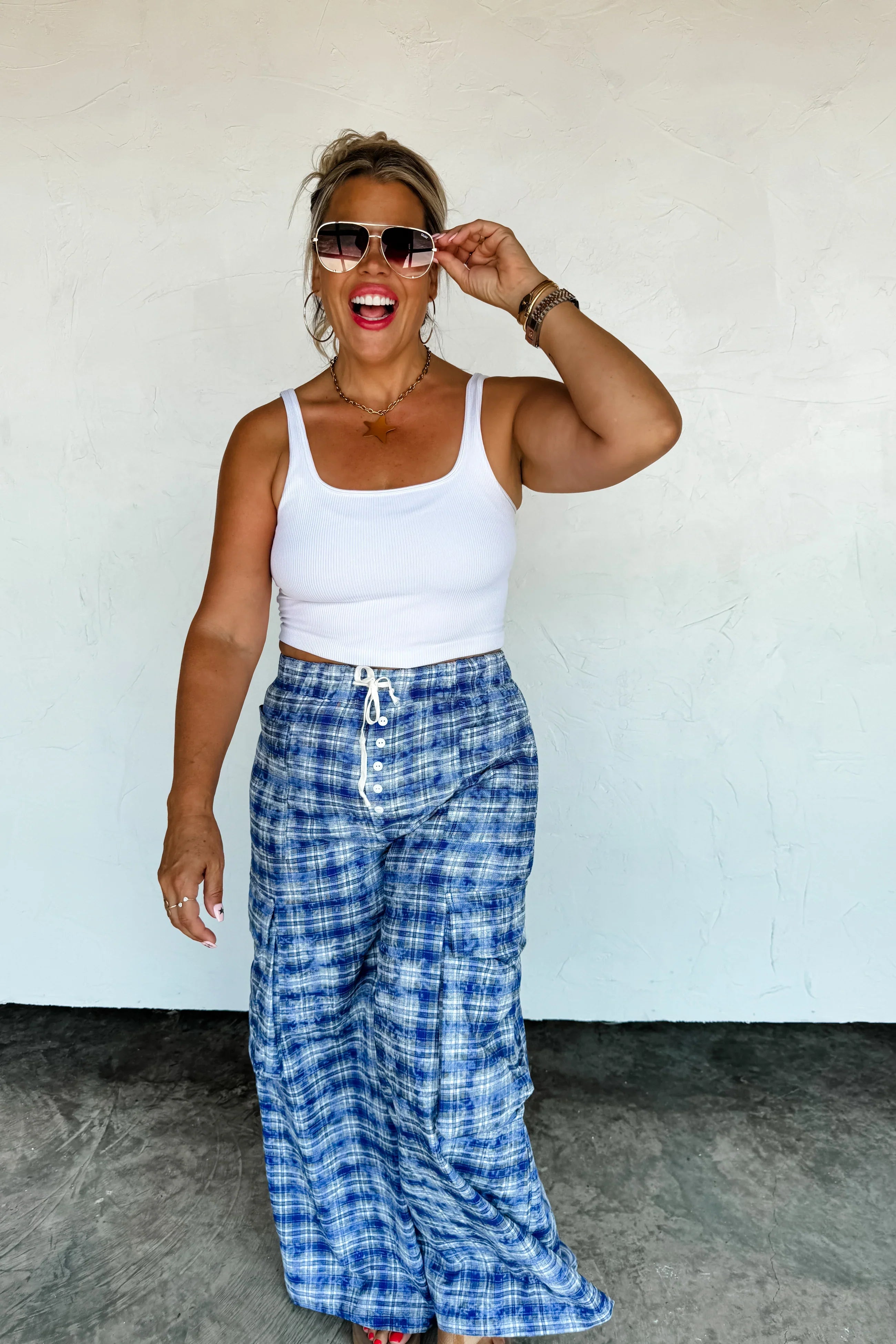 Plaid Behavior Wide Leg Pants