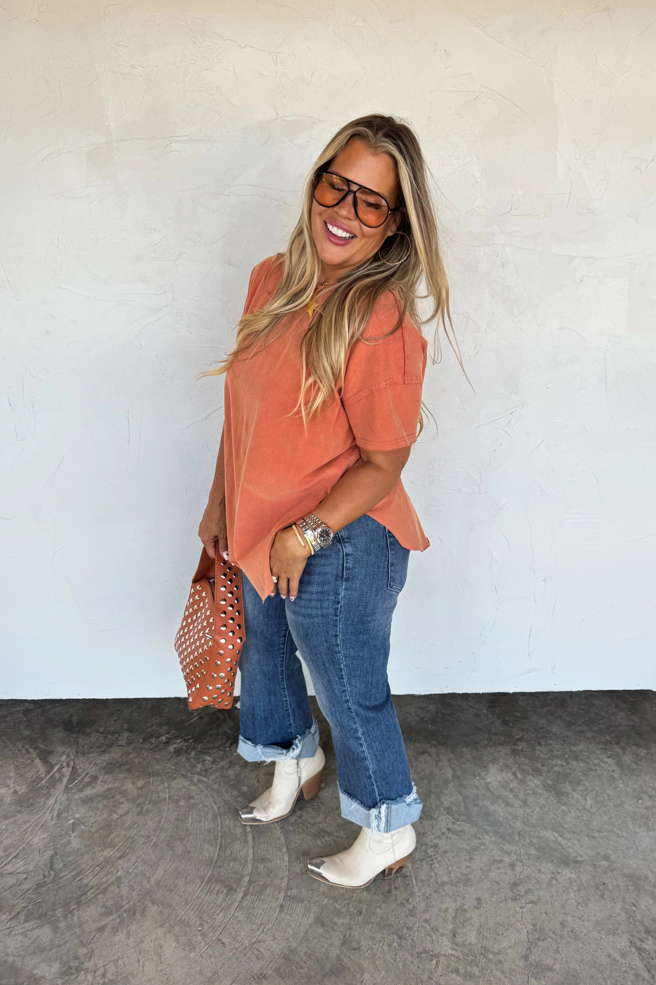 PRE-ORDER: Joey Washed Cotton Boyfriend Tee Fall Colors