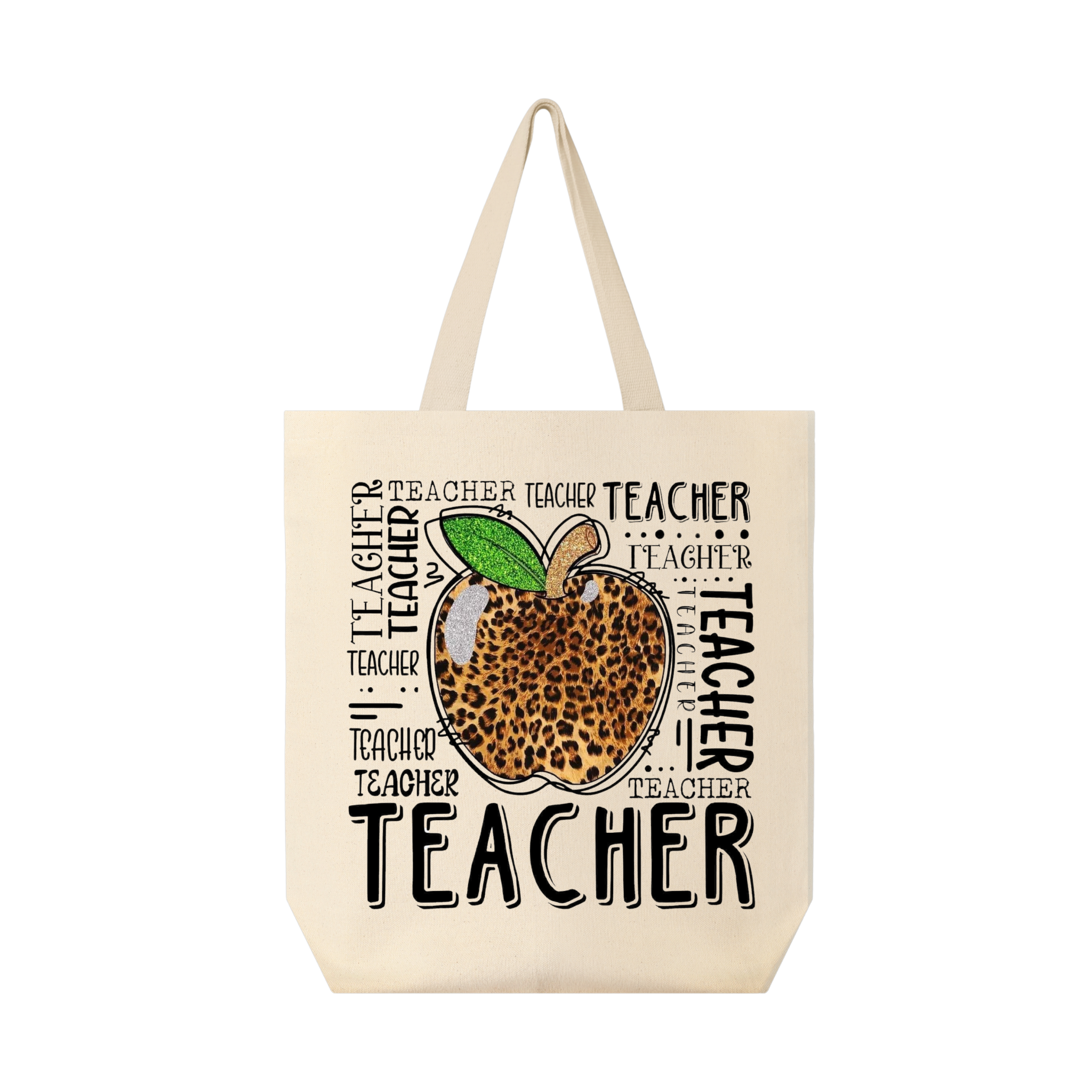 Teacher Leopard Apple Tote Bag