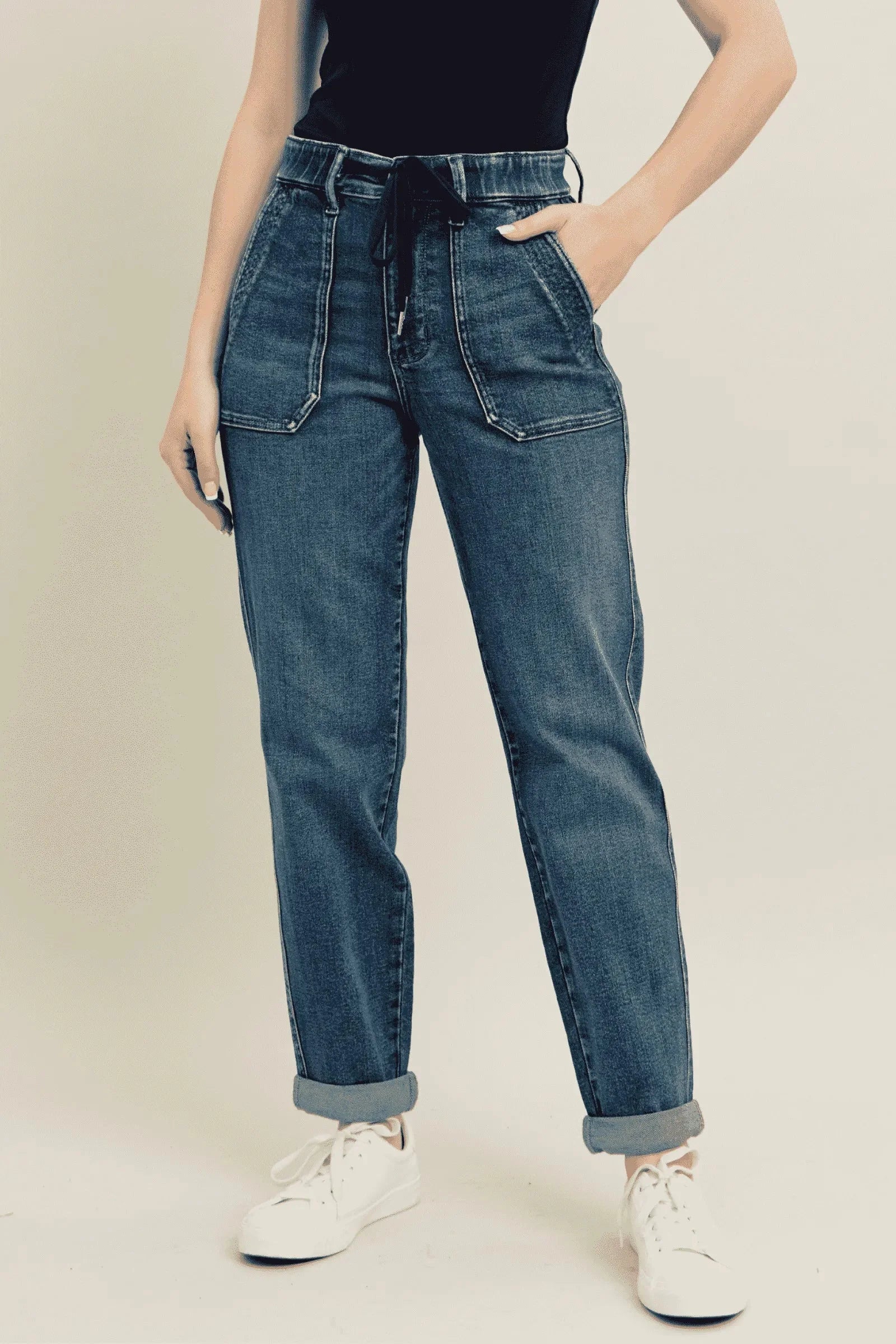 Vintage Wash Jeans w/ Drawstring