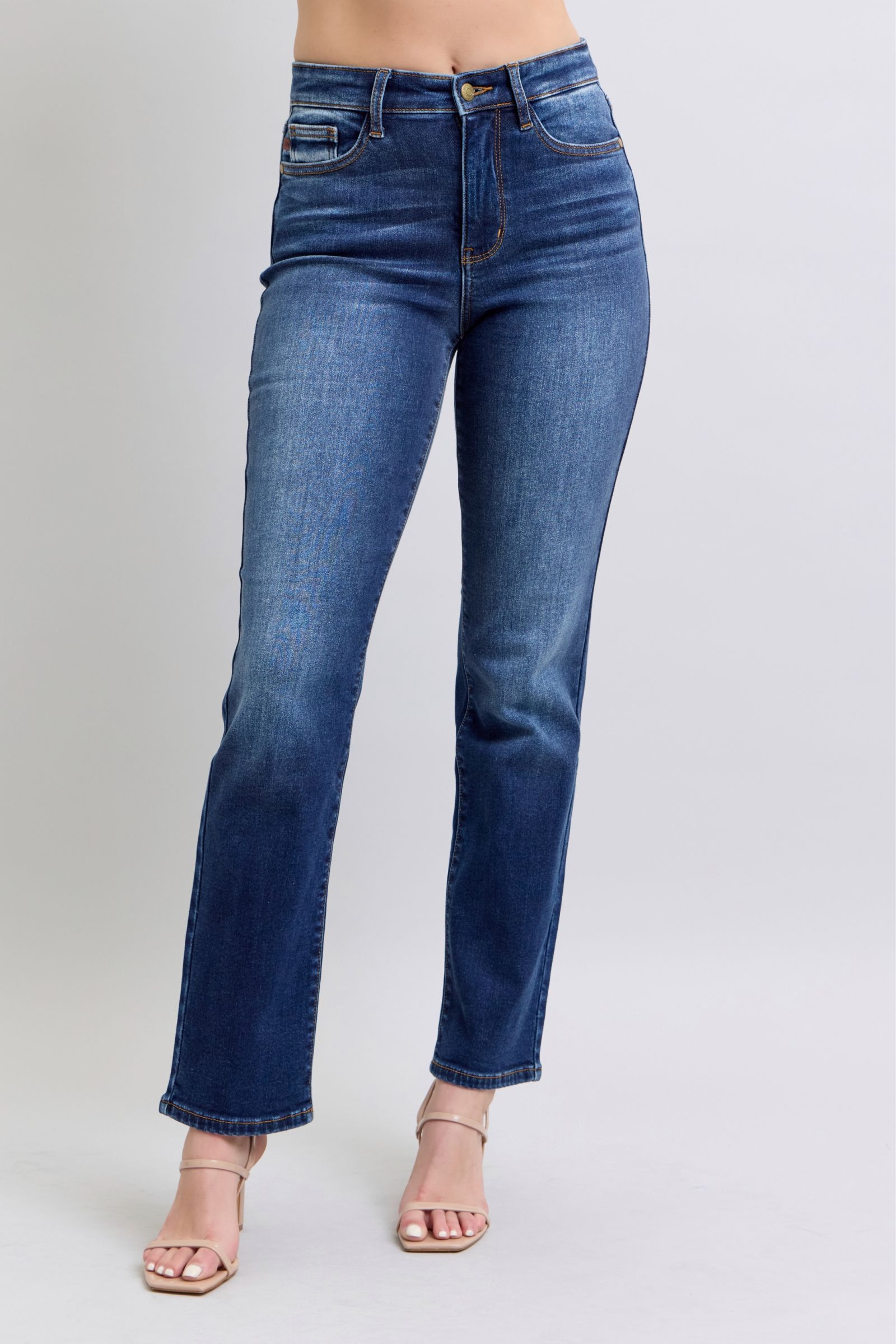 Washed Straight Leg Jeans with Pockets