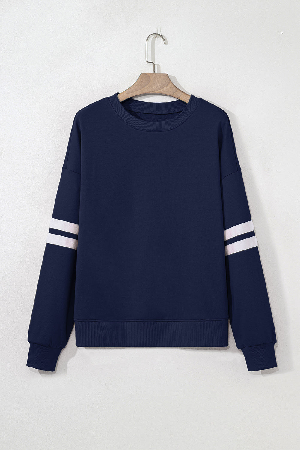 Preppy Striped Sleeve Loose Sweatshirt