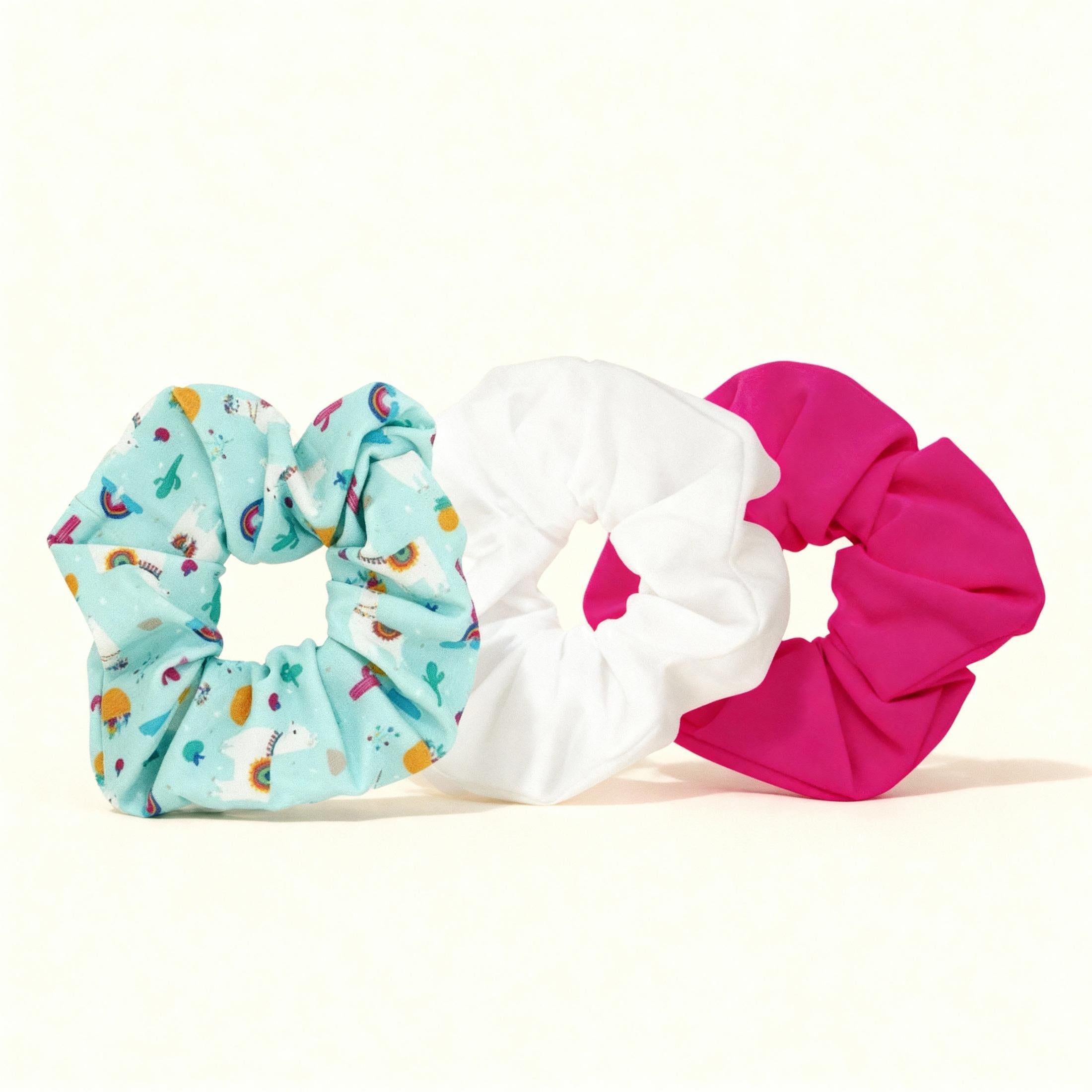 3 Pack Happy Llama Scrunchies