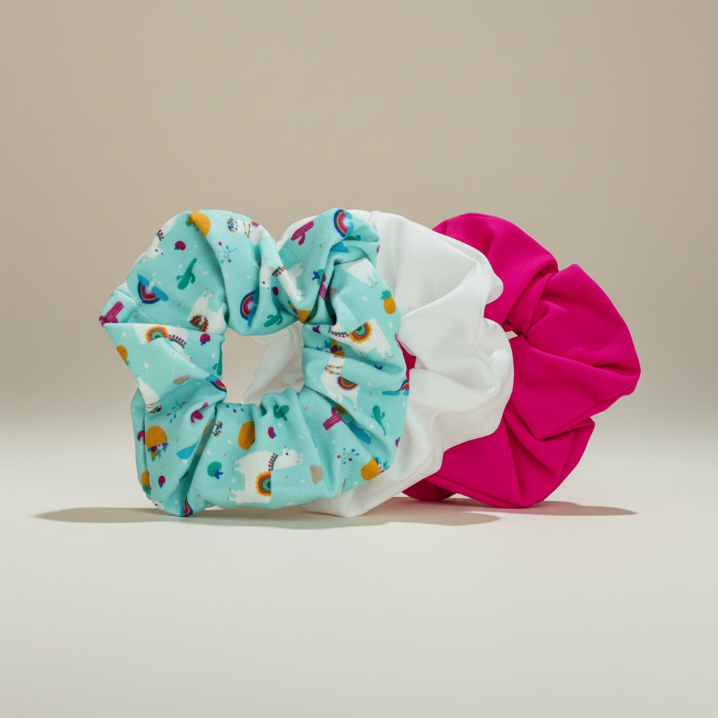 3 Pack Happy Llama Scrunchies