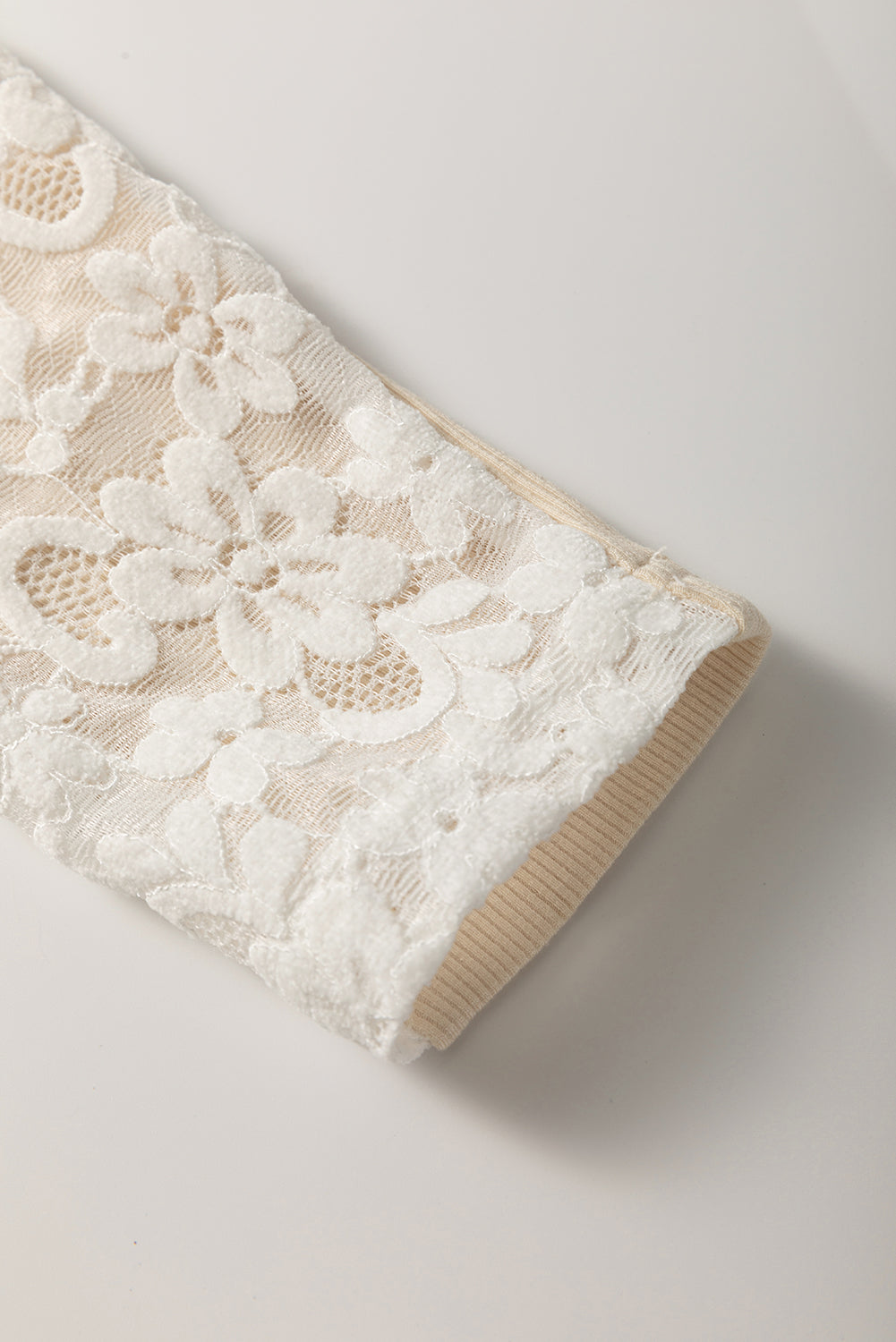 PRE-ORDER: Floral Lace Patchwork Long Sleeve High Neck Slim Top