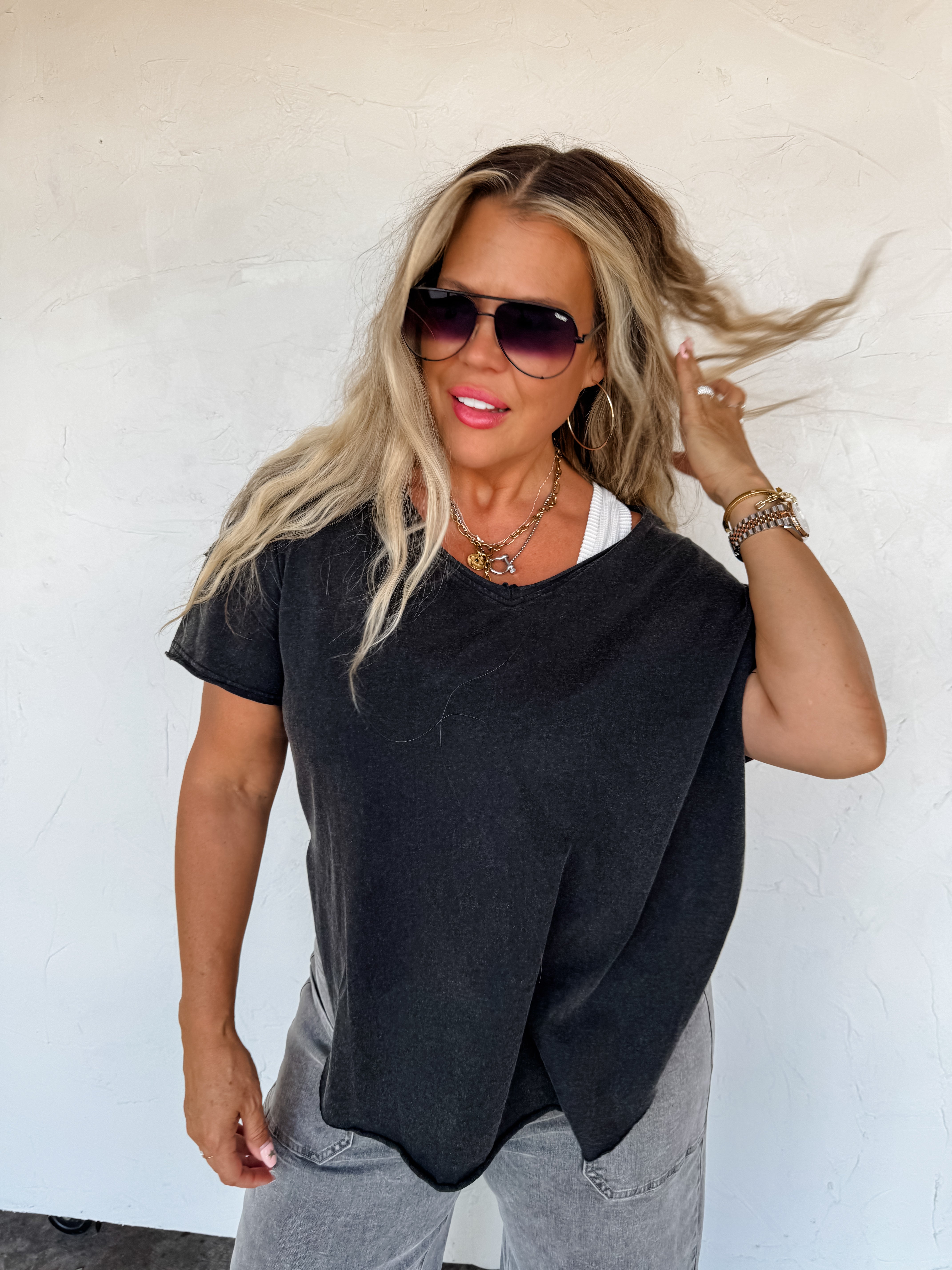 PRE-ORDER: JOEY VNECK WASHED COTTON BOYFRIEND TEE